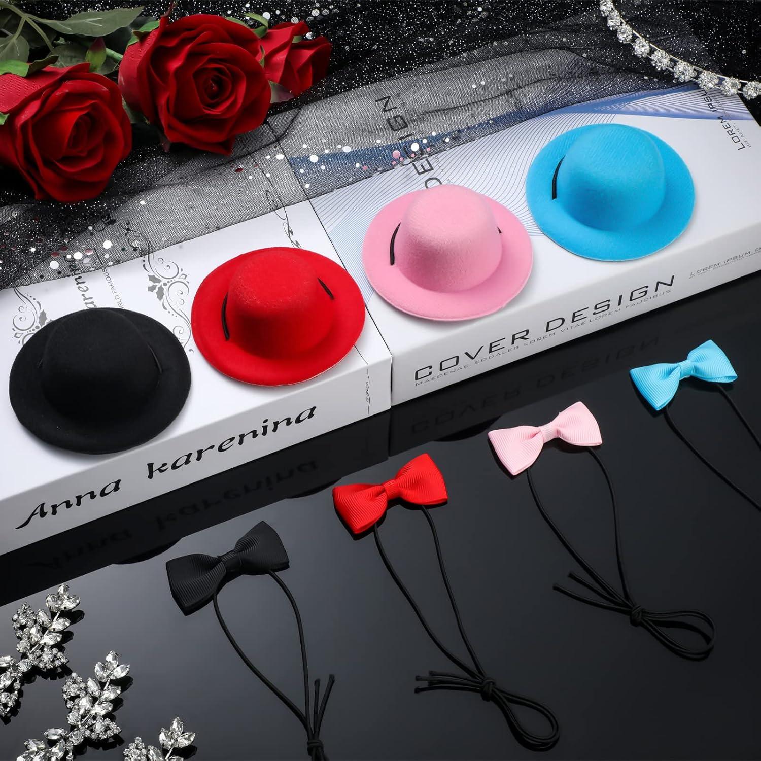 4 Conjuntos de Sombreros y Corbatas para Mascotas Xuniea