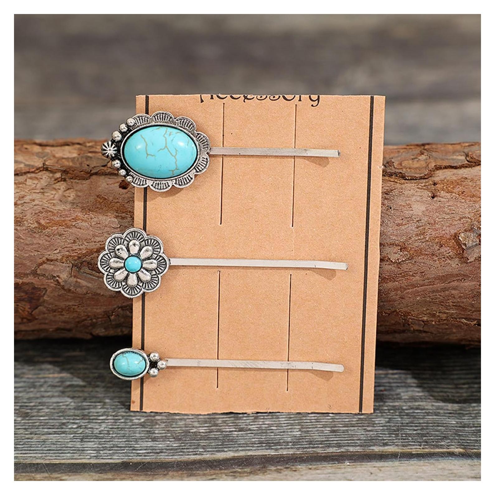 Juego de 3 Clips para el Cabello Turquesa KOVOLITU - Estilo Boho