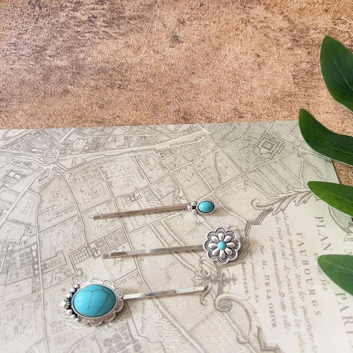 Juego de 3 Clips para el Cabello Turquesa KOVOLITU - Estilo Boho