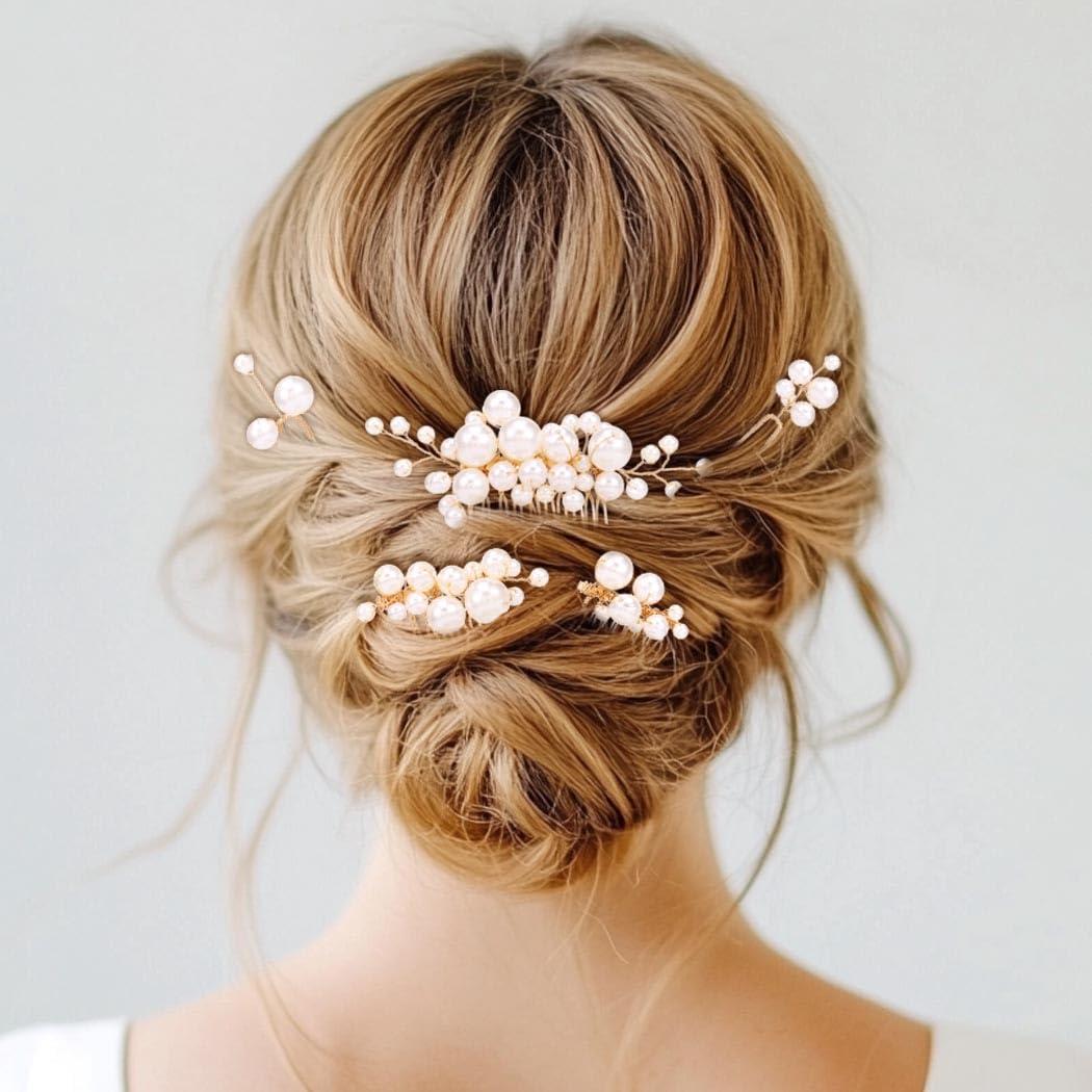 Set 5 Peines de Perlas Foyte para Novias y Damas de Honor