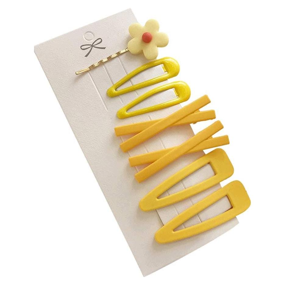 Set de 7 Clips de Pelo Flor Amarilla Elegantes SquarezhenBo