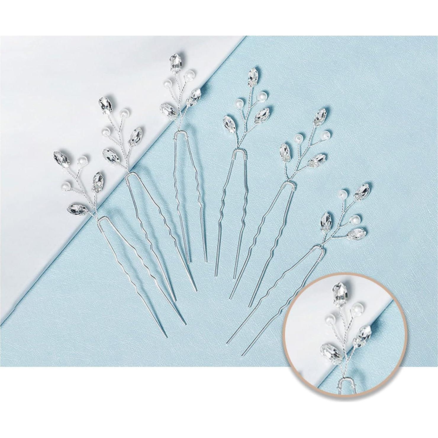 Set de Horquillas para Novias AUNEAL - 12 Piezas Plata