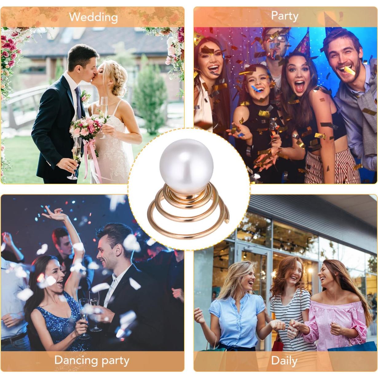 Horquillas Decorativas de Perlas Luxshiny - 12 Piezas Espiral