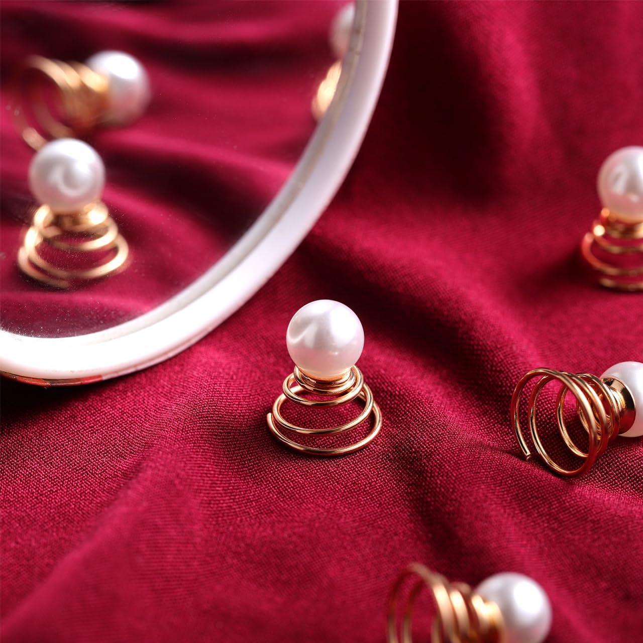 Horquillas Decorativas de Perlas Luxshiny - 12 Piezas Espiral