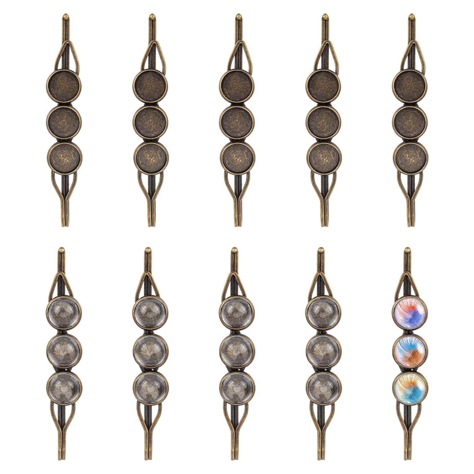 Kit de Clips para el Cabello PH PandaHall - 10 Pasadores con Cabujones de Vidrio 10mm