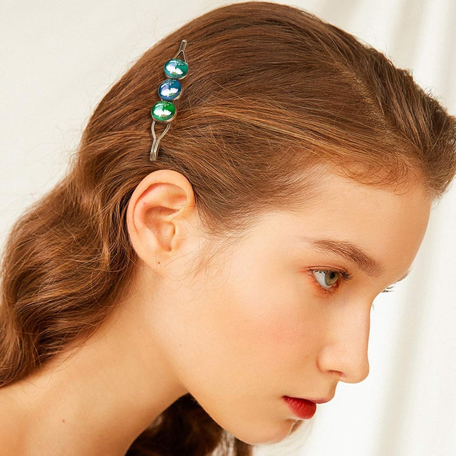 Kit de Clips para el Cabello PH PandaHall - 10 Pasadores con Cabujones de Vidrio 10mm