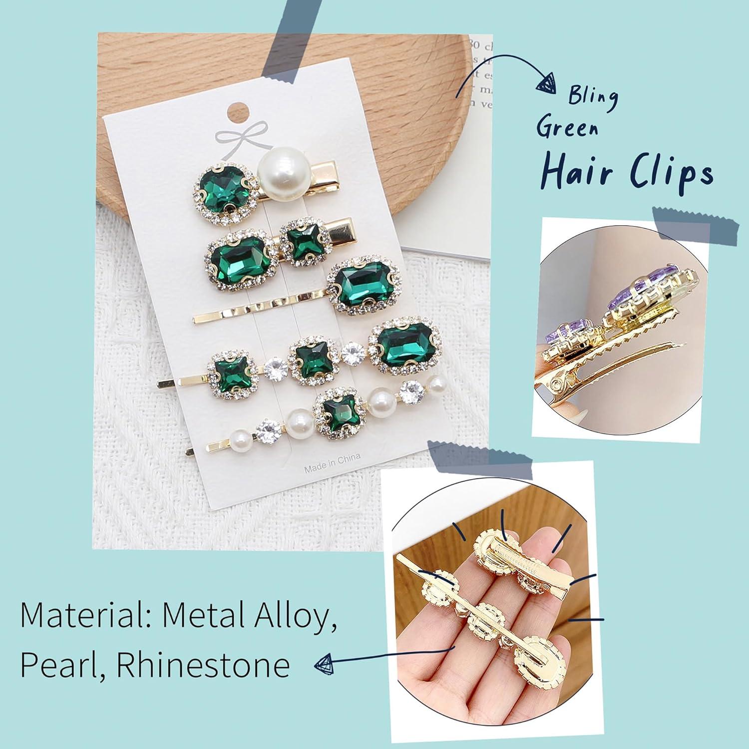 Set de 5 Pinzas para Cabello Vintage Doradas con Perlas