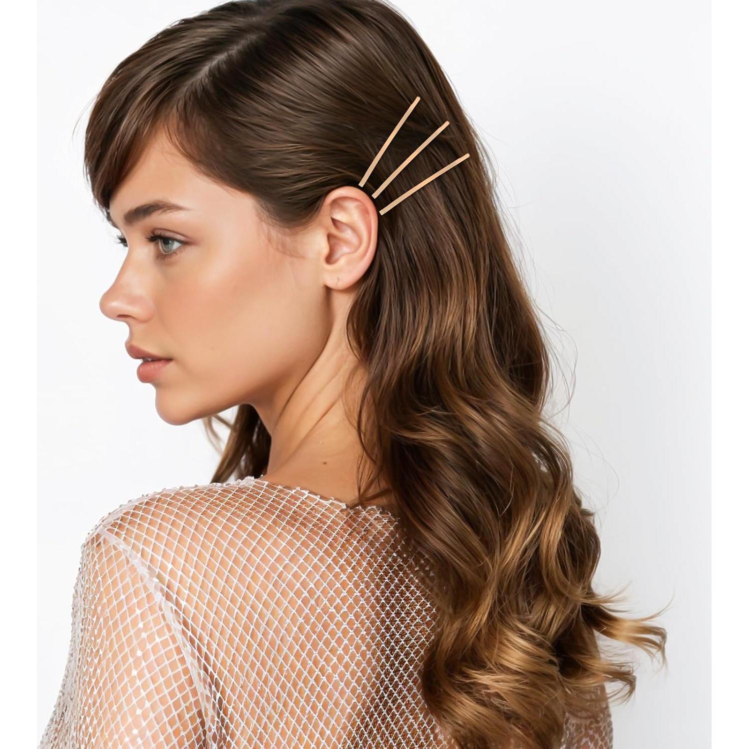 50 Horquillas Jumbo Doradas Xthrotsenk 21.3 cm Antideslizantes