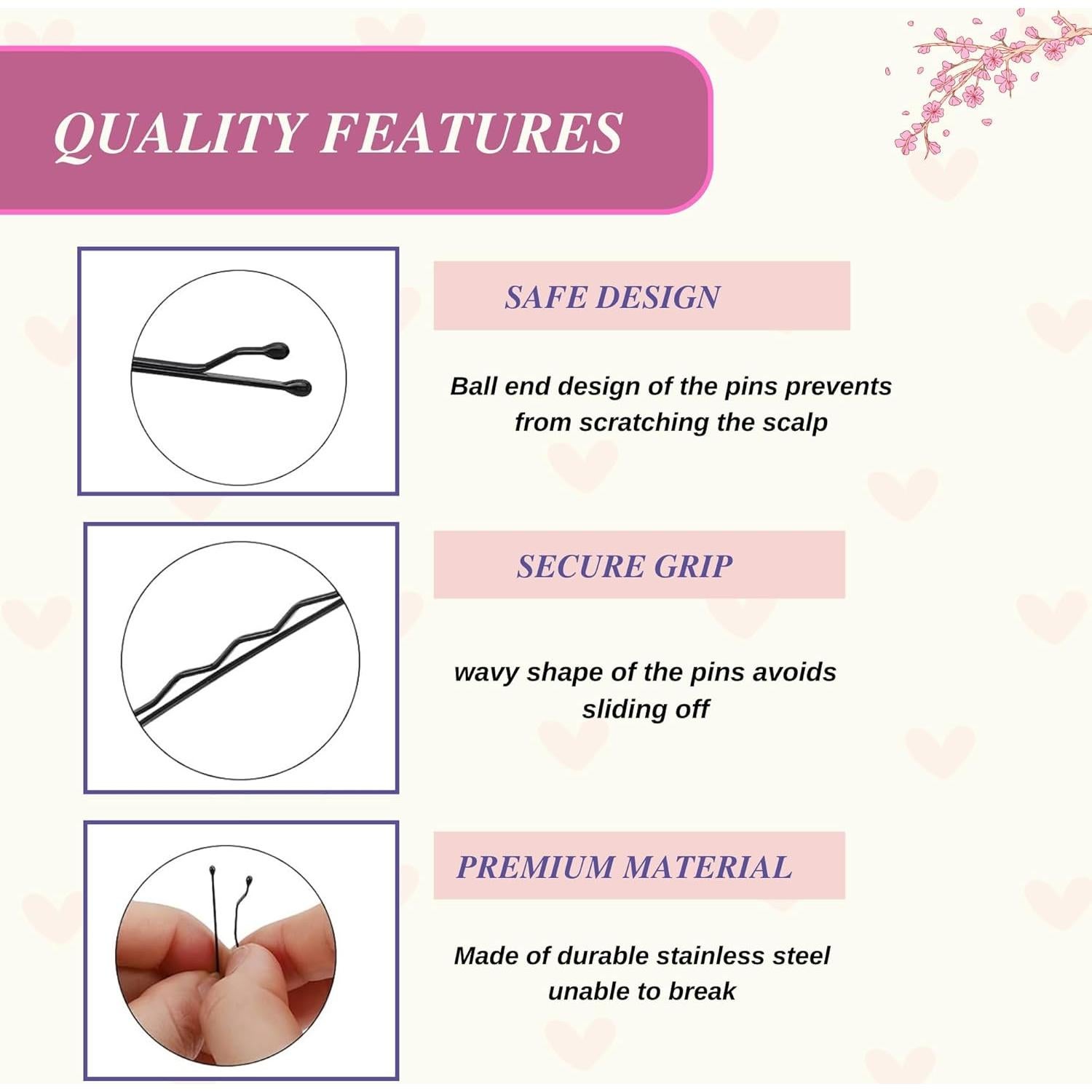 Juego de 500 Horquillas Negras Premium Sahu Infra 3.8cm