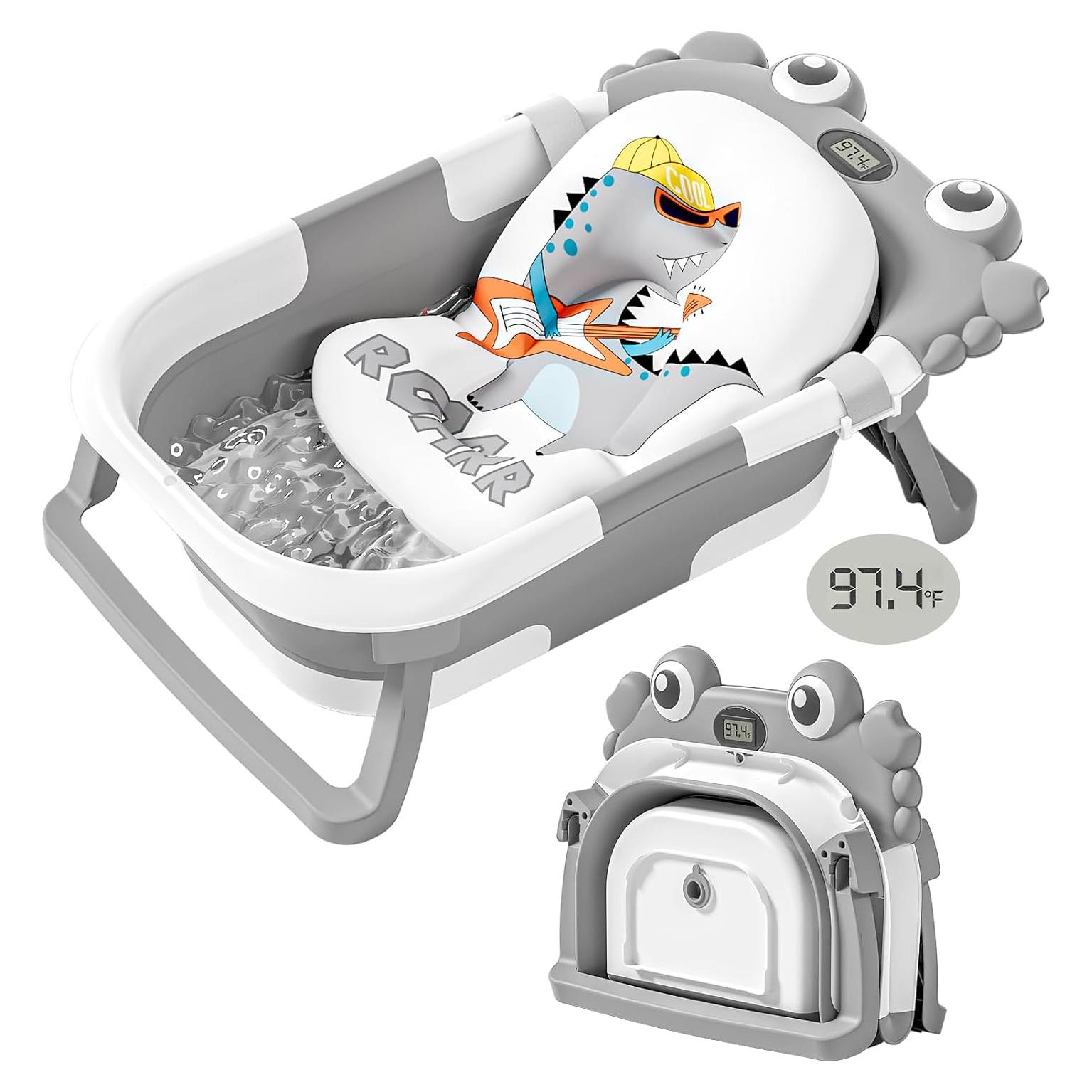 Bañera Plegable para Bebés Wiqins con Termómetro y Cojín Flotante