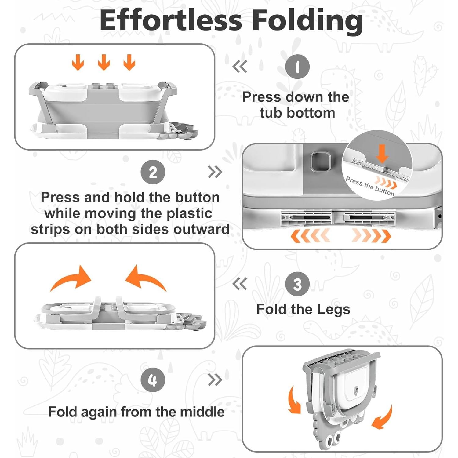 Bañera Plegable para Bebés Wiqins con Termómetro y Cojín Flotante