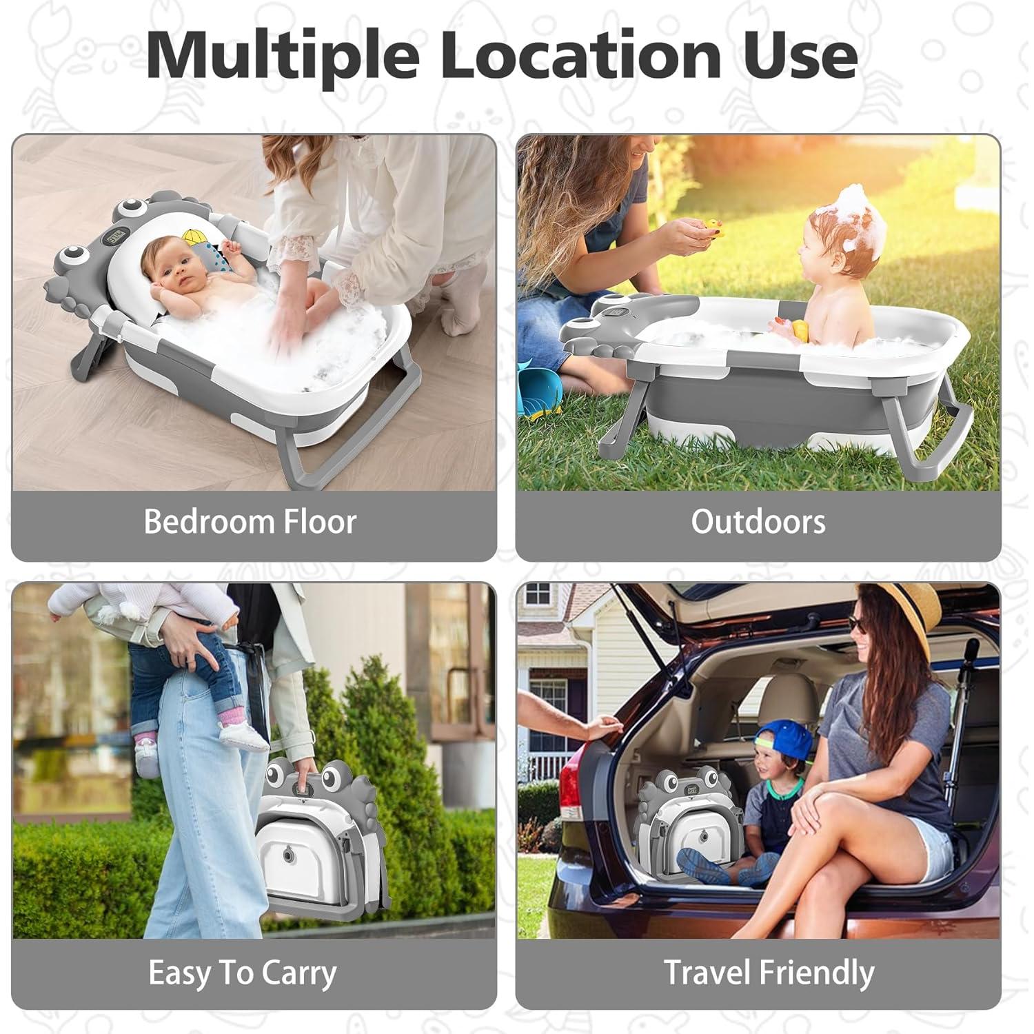 Bañera Plegable para Bebés Wiqins con Termómetro y Cojín Flotante