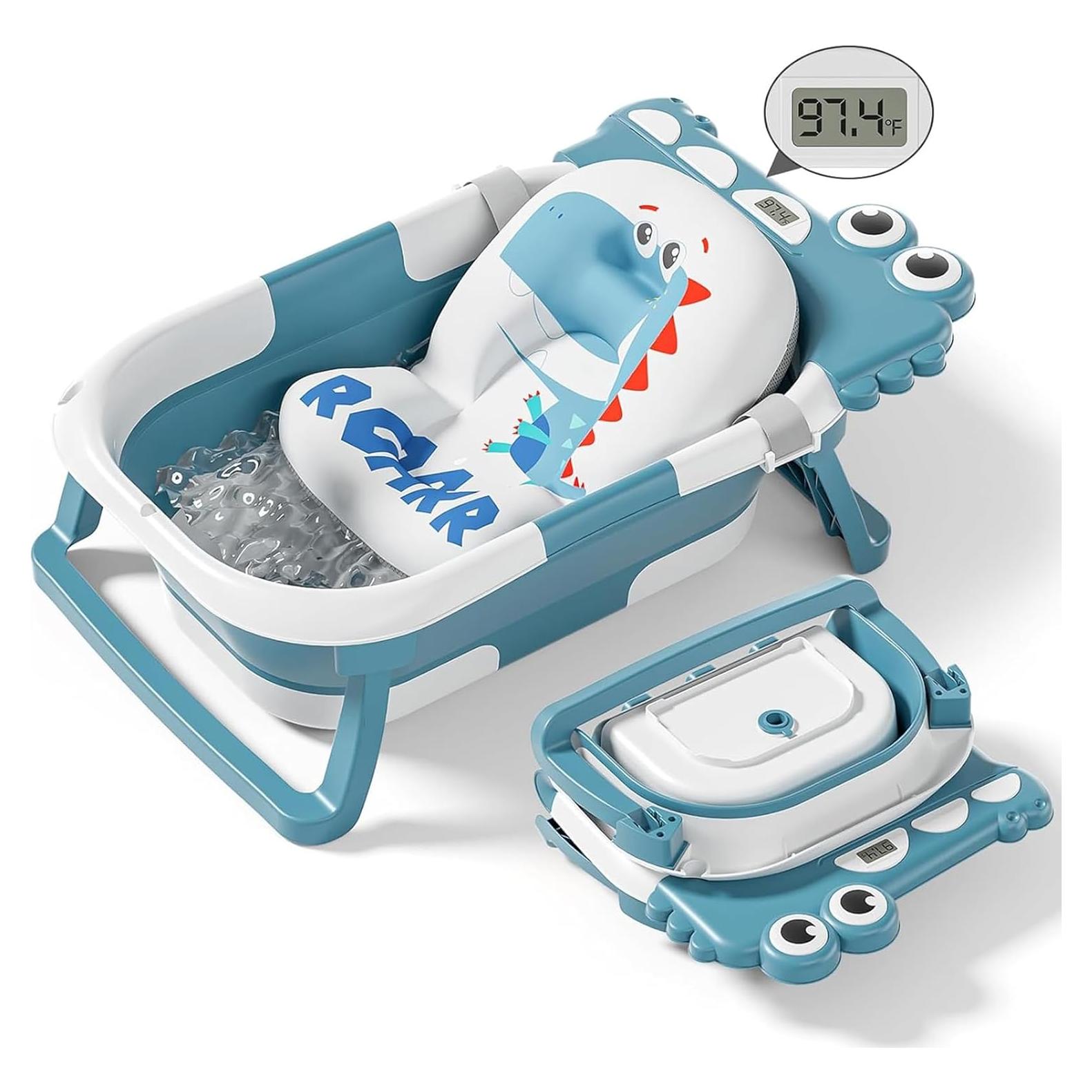Bañera Plegable para Bebés Tavlshero con Termómetro Azul