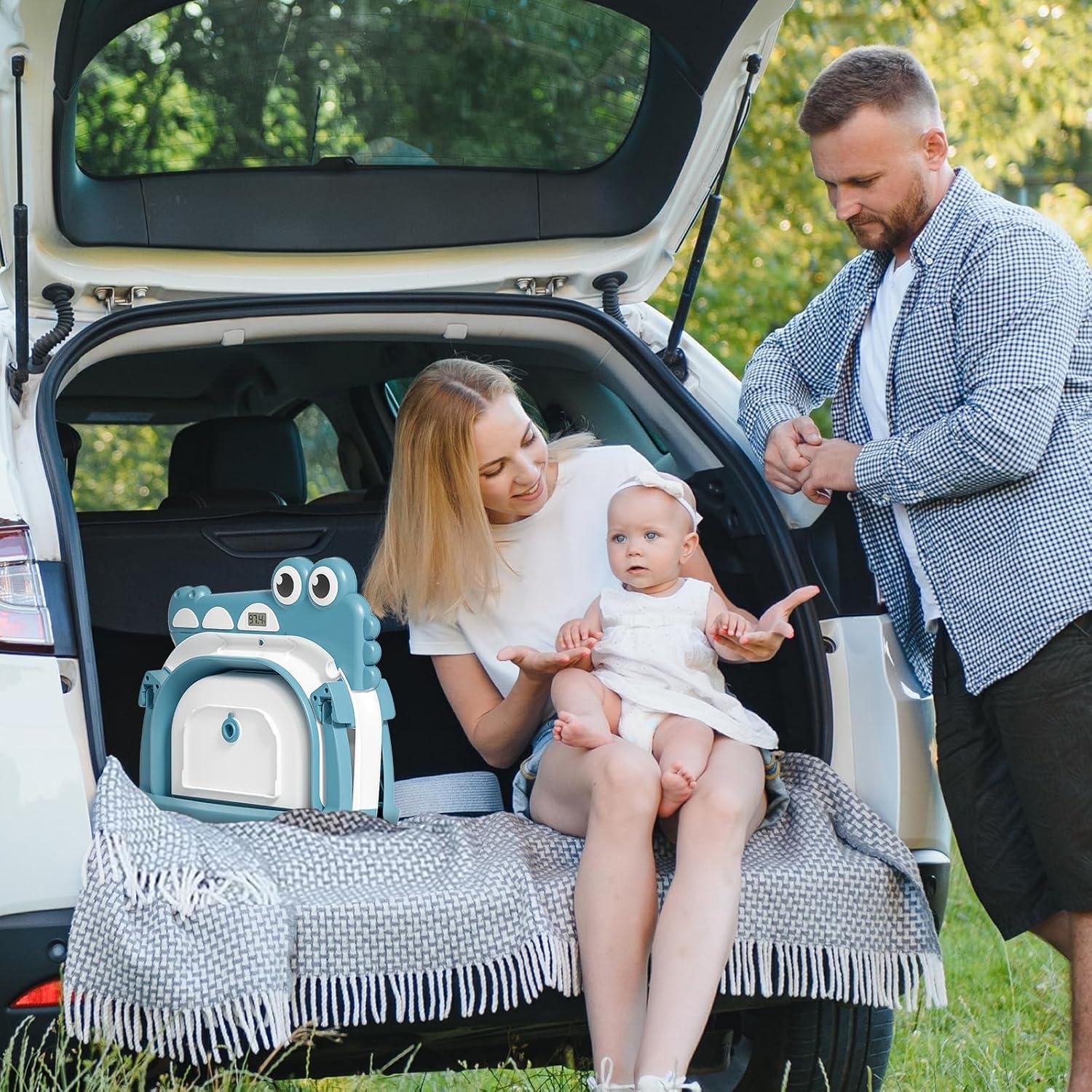 Bañera Plegable para Bebés Tavlshero con Termómetro Azul