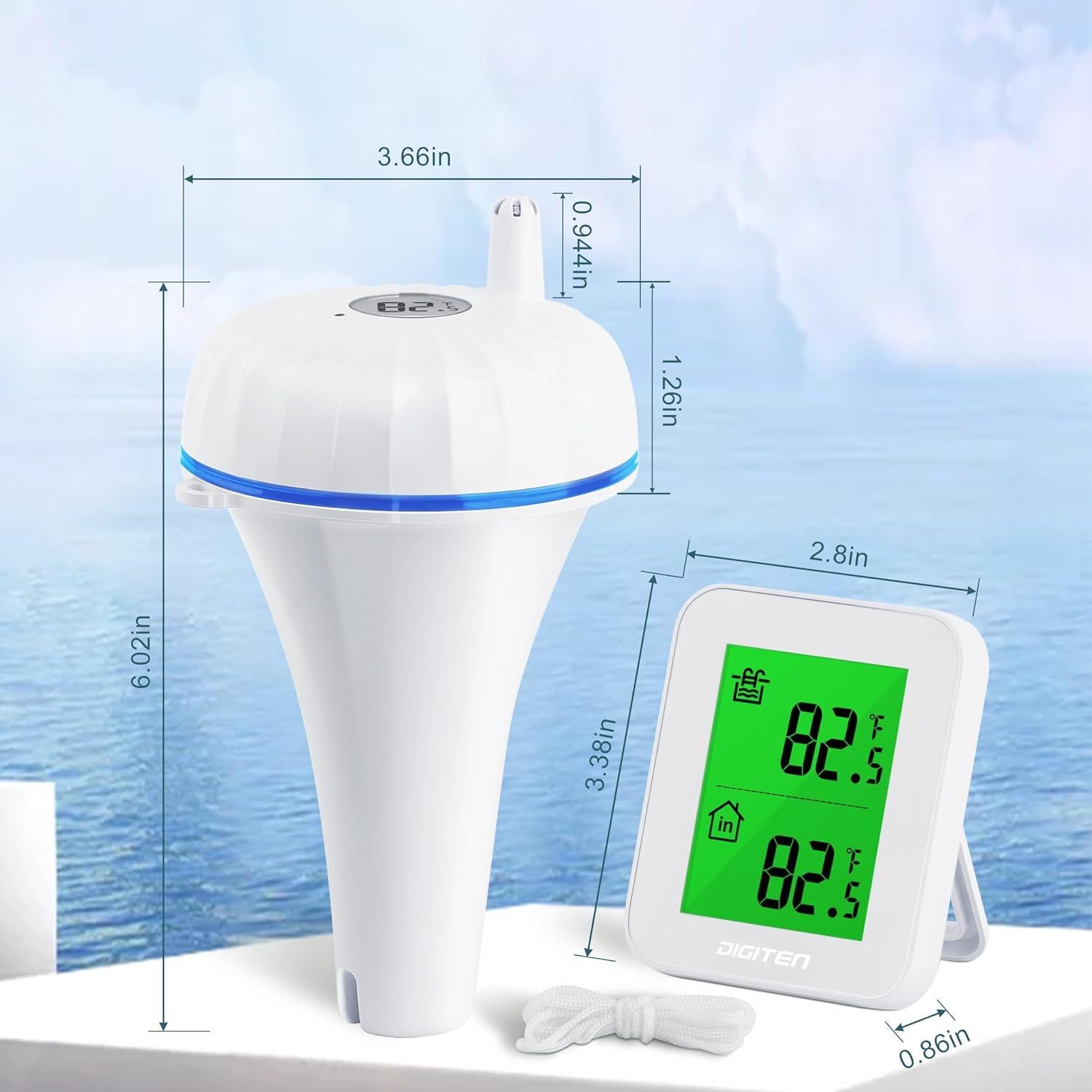 Termómetro Inalámbrico para Piscina Digitten 2025 IP68 con Pantalla Grande