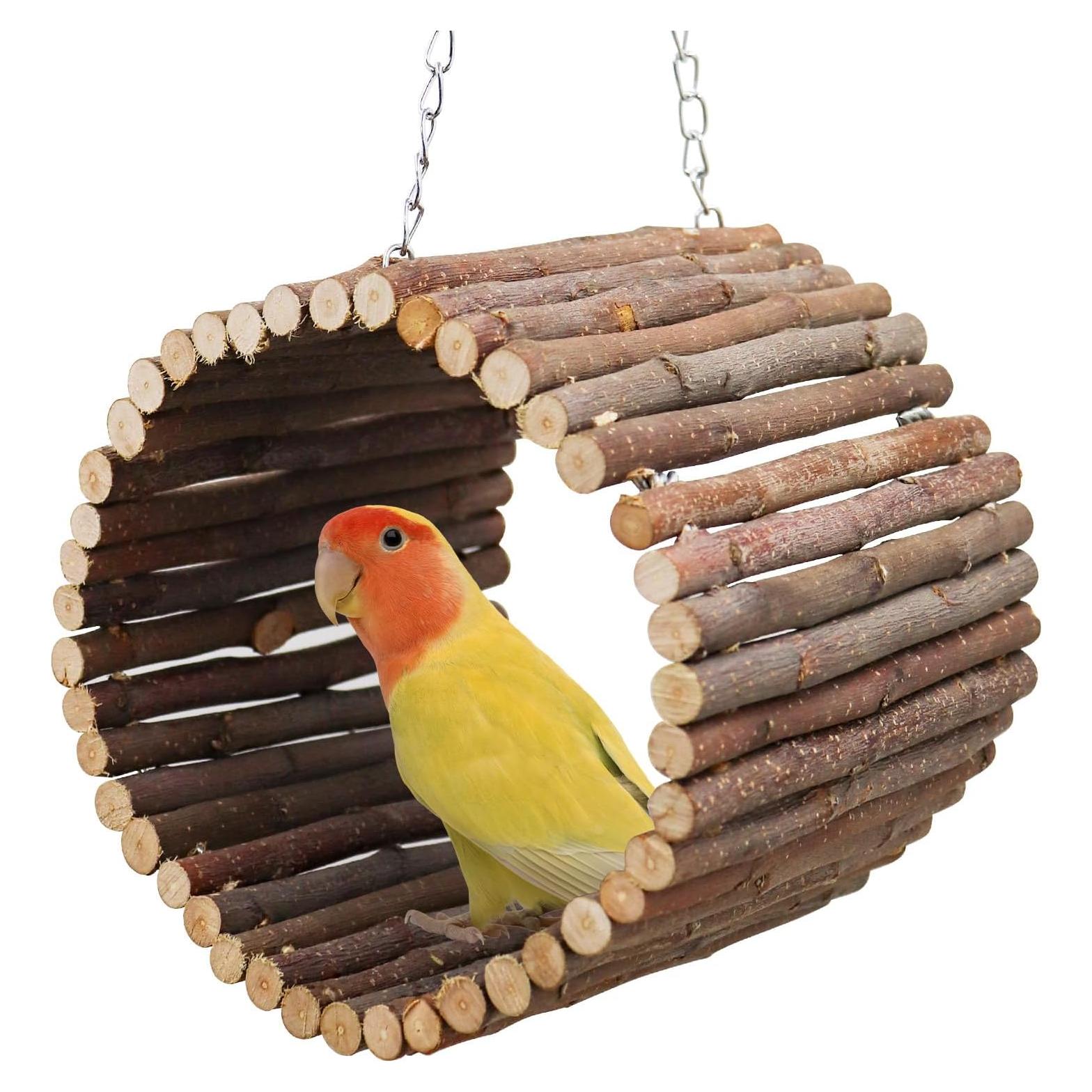 Columpio para pájaros Oooct de madera natural 16.5 cm