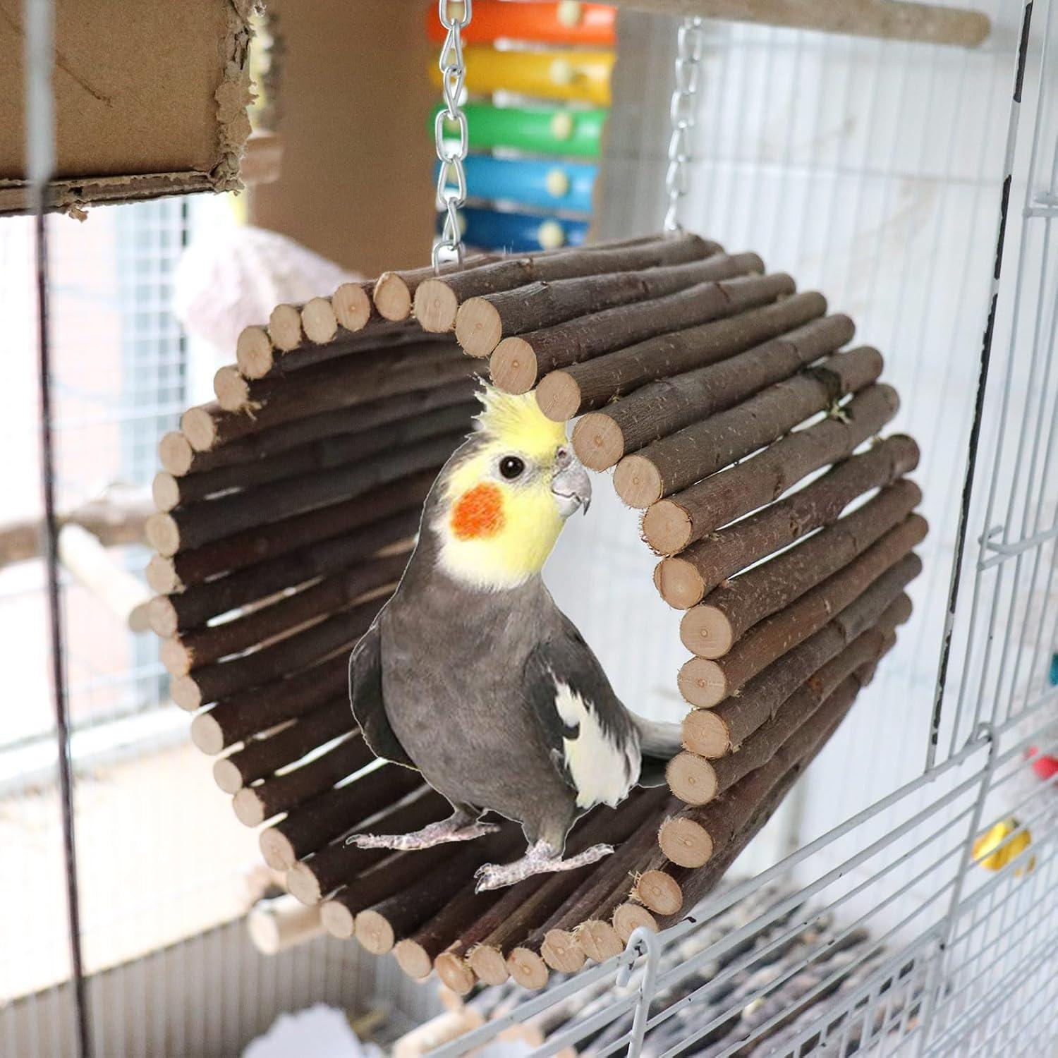 Columpio para pájaros Oooct de madera natural 16.5 cm