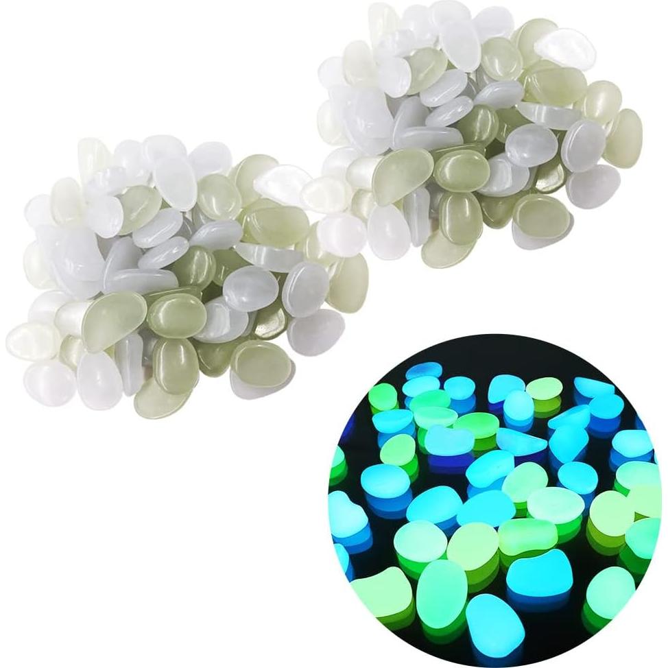 Piedras Brillantes para Jardín Japard - 100 Pcs Verde y Blanco