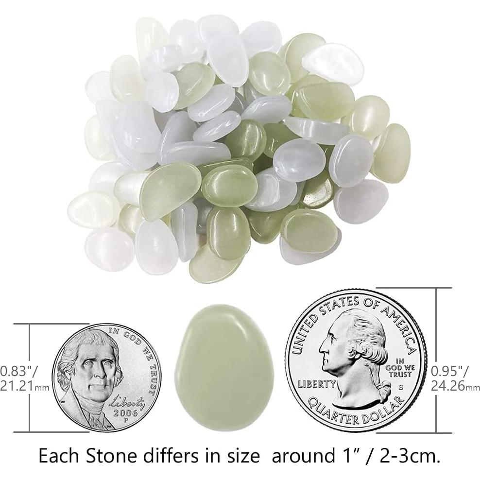 Piedras Brillantes para Jardín Japard - 100 Pcs Verde y Blanco