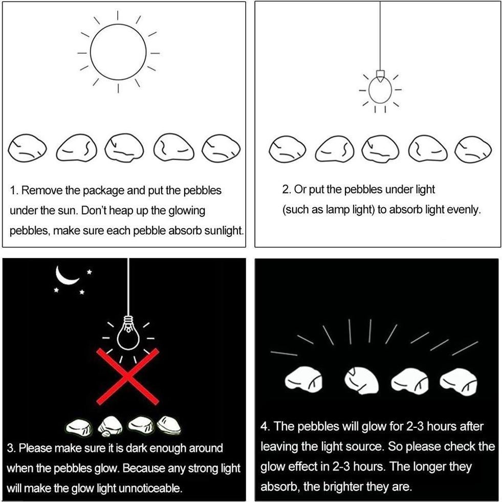 300 Piedras Brillantes en la Oscuridad Slomg para Jardín