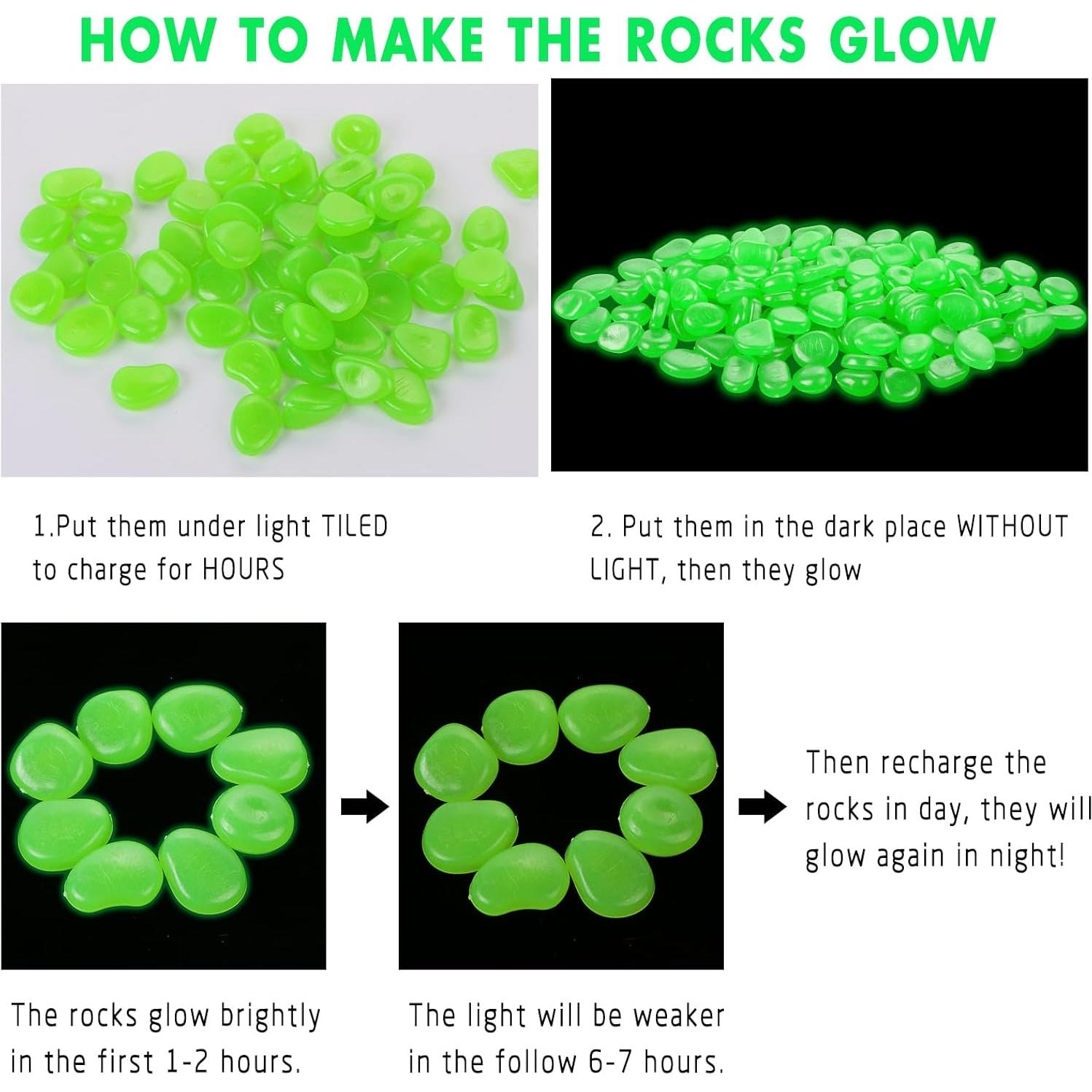 100 Piedras Brillantes en la Oscuridad TOSAMZOO para Jardín