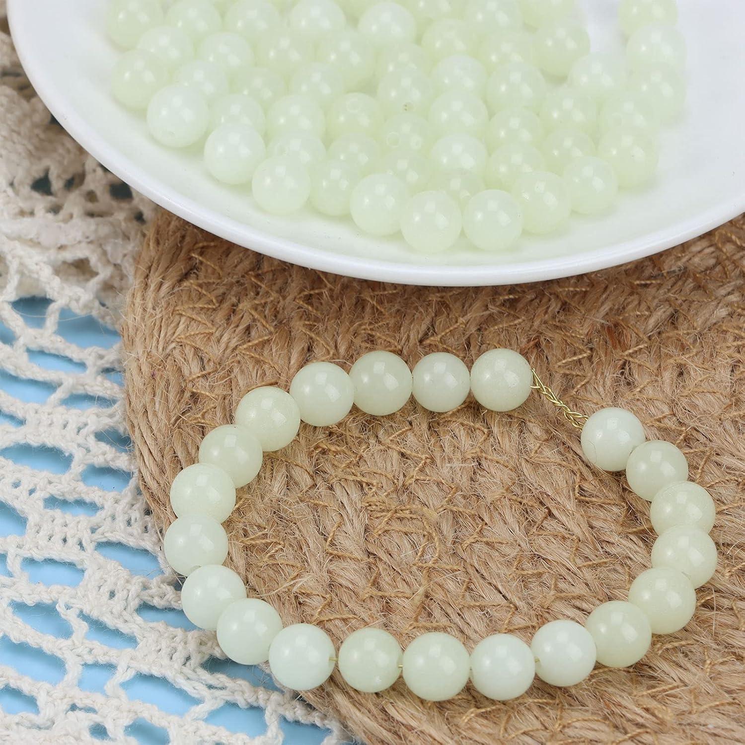 200 Perlas Luminiscentes Beupy 8mm Azul Verde para Joyería DIY