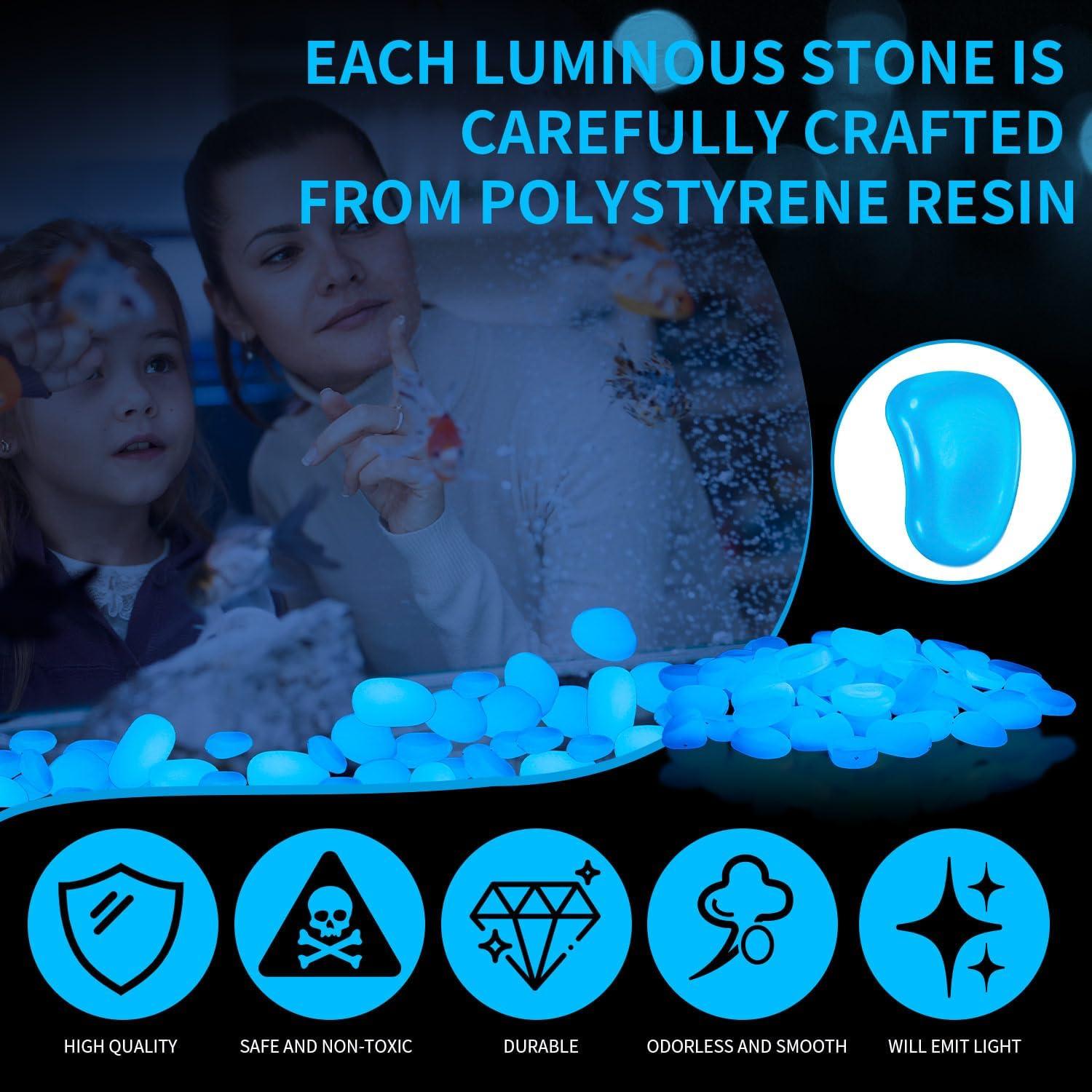 300 Rocas Luminiscentes Azul Oscuro para Acuarios 4.7kg