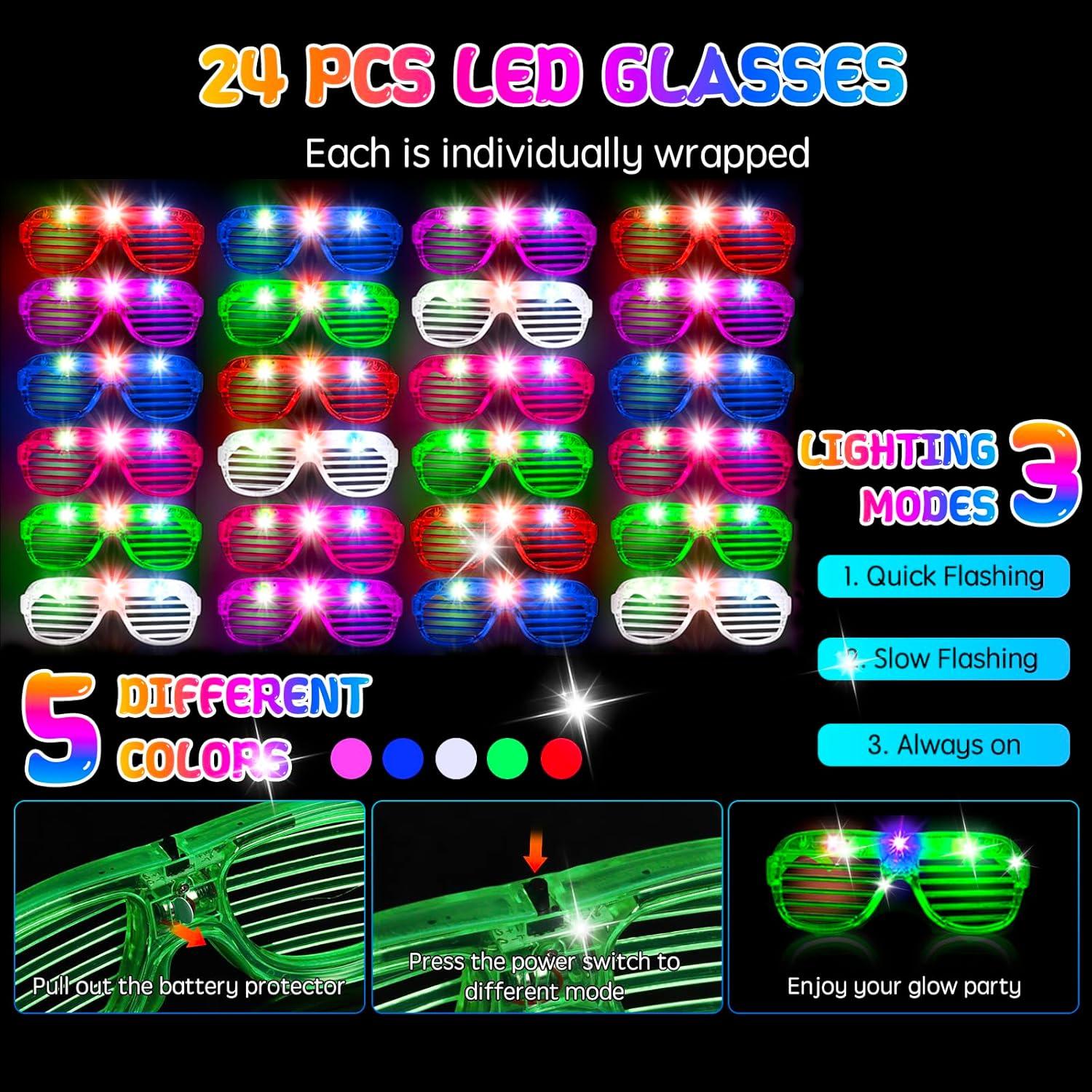 272PCS Suministros de Fiesta Brillantes MEZHOBBY - Varitas, Gafas y Anillos