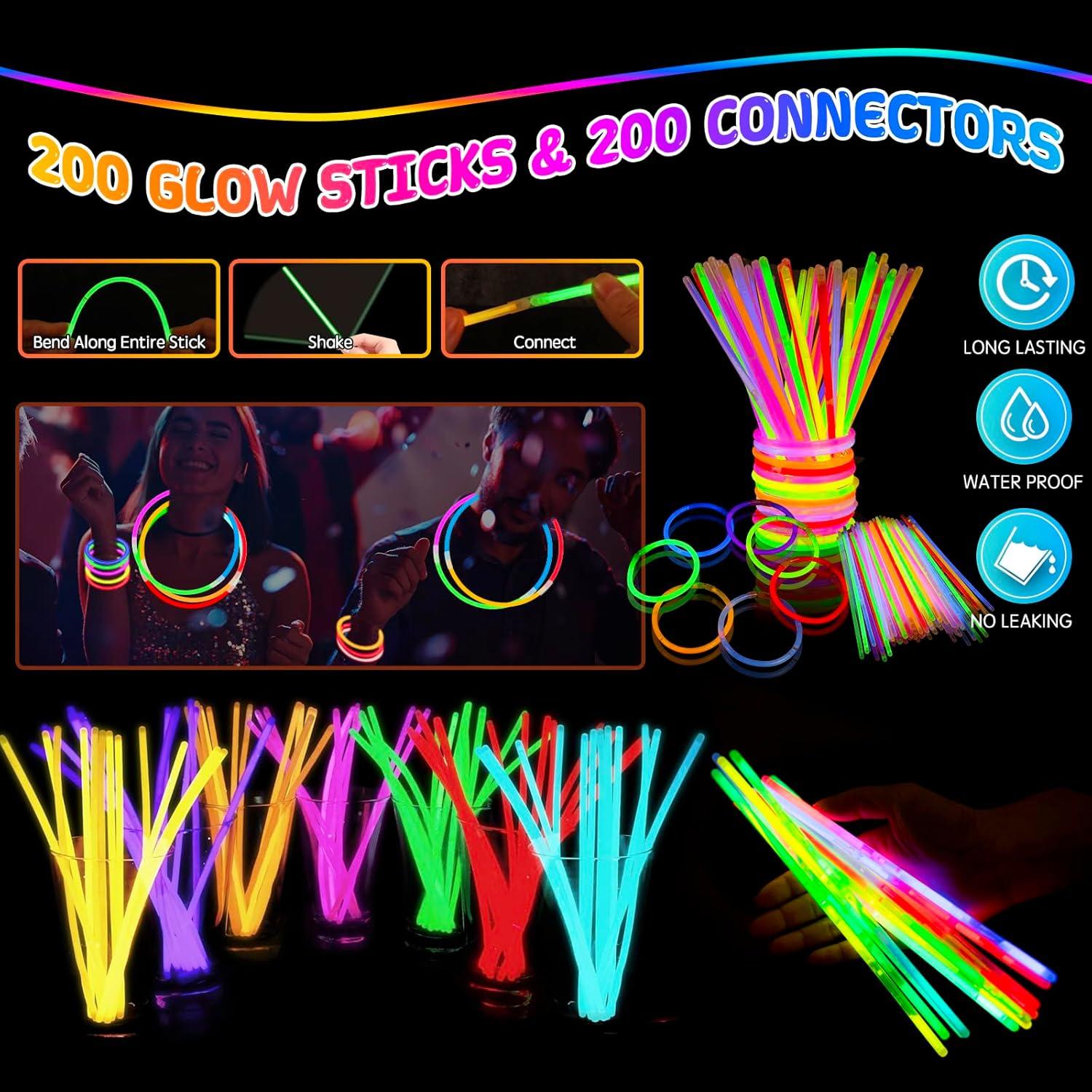 272PCS Suministros de Fiesta Brillantes MEZHOBBY - Varitas, Gafas y Anillos