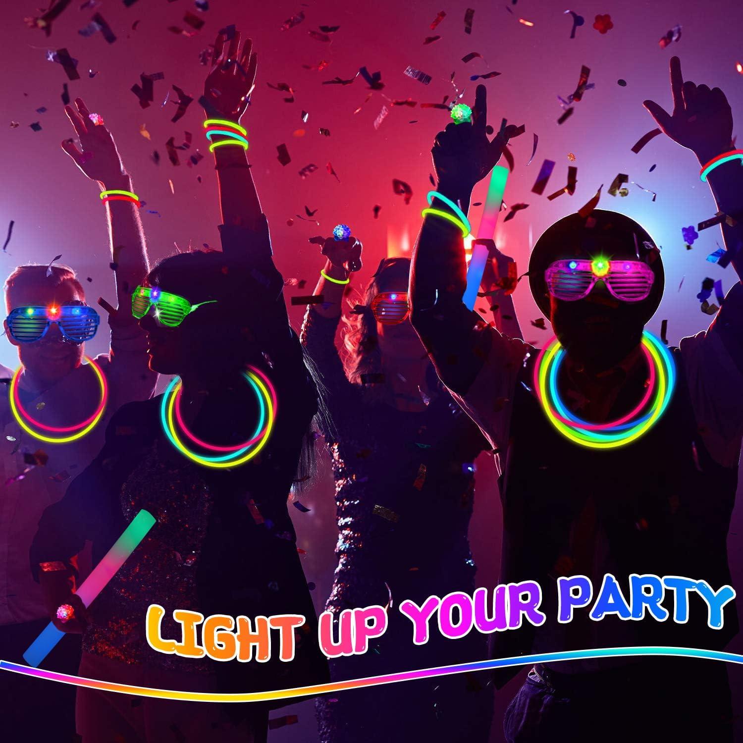 272PCS Suministros de Fiesta Brillantes MEZHOBBY - Varitas, Gafas y Anillos