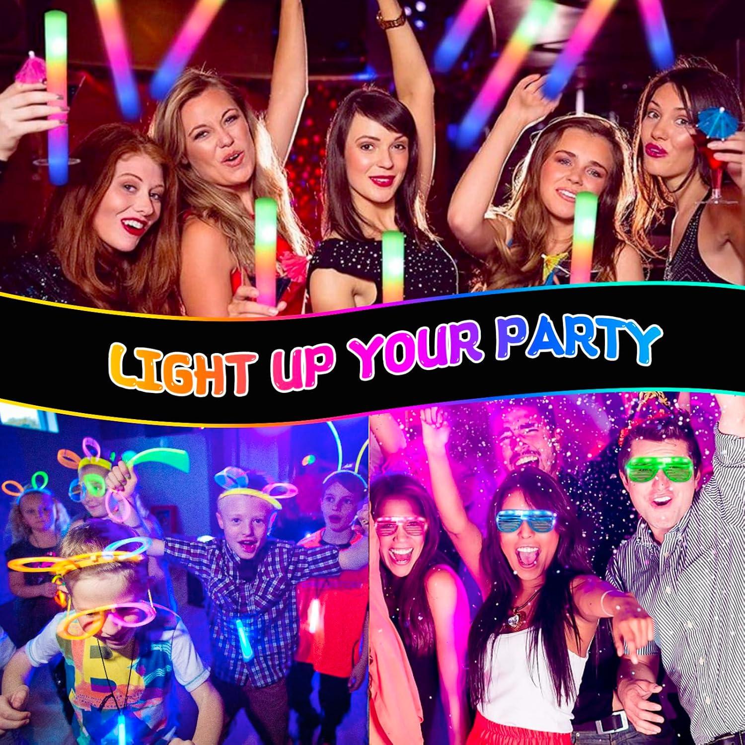 272PCS Suministros de Fiesta Brillantes MEZHOBBY - Varitas, Gafas y Anillos