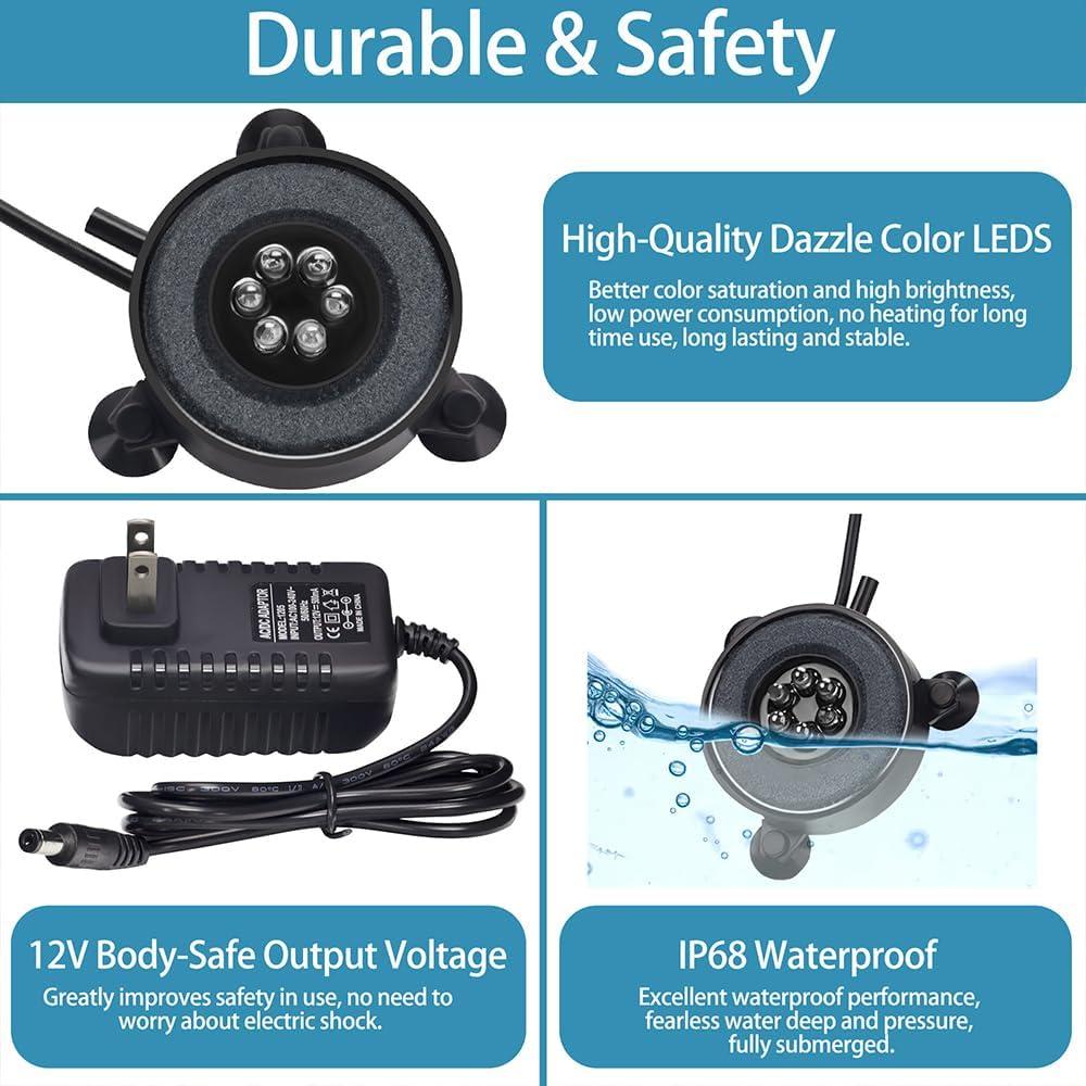 Disco Burbujeante LED para Acuario DaToo 5.3cm Multicolor