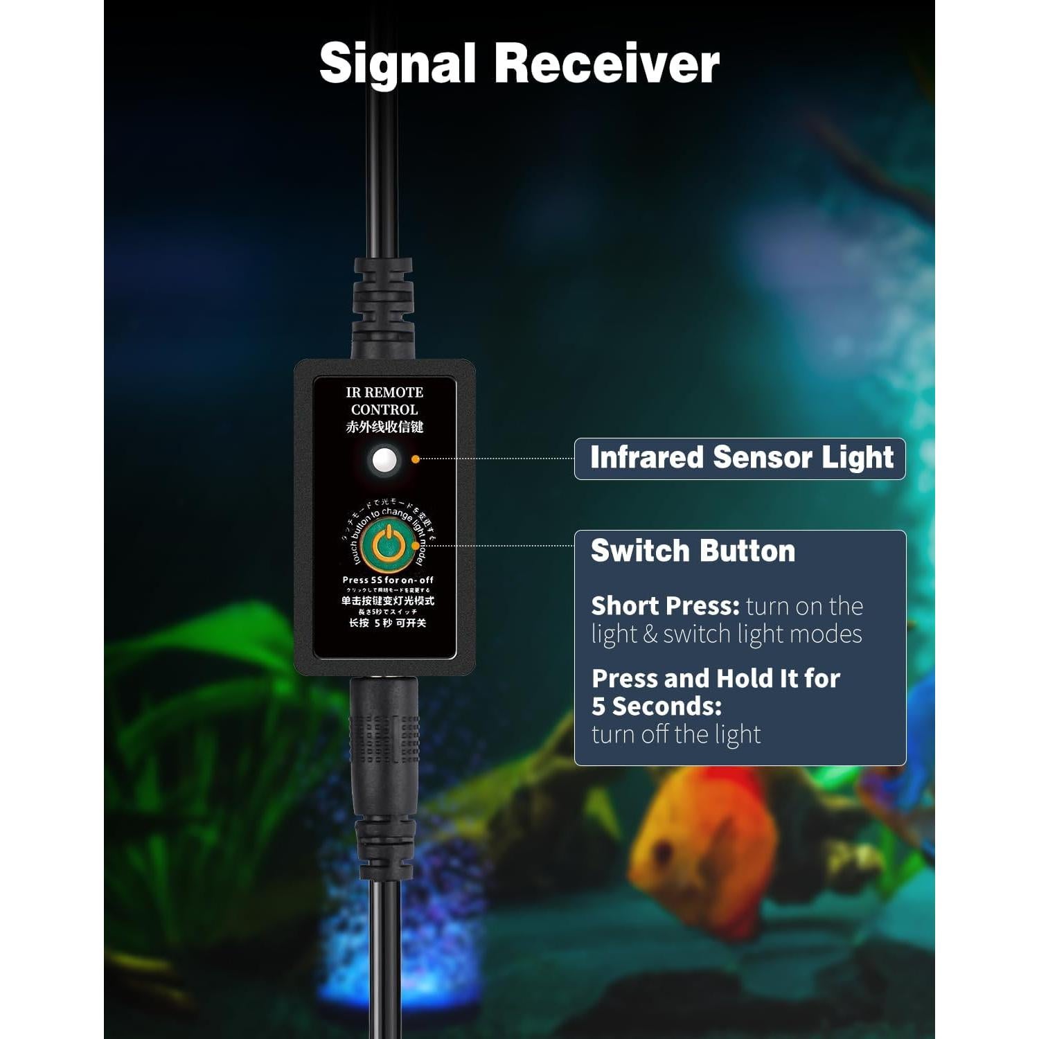 Luz LED Subacuática Pawfly con Control Remoto y 4 Modos