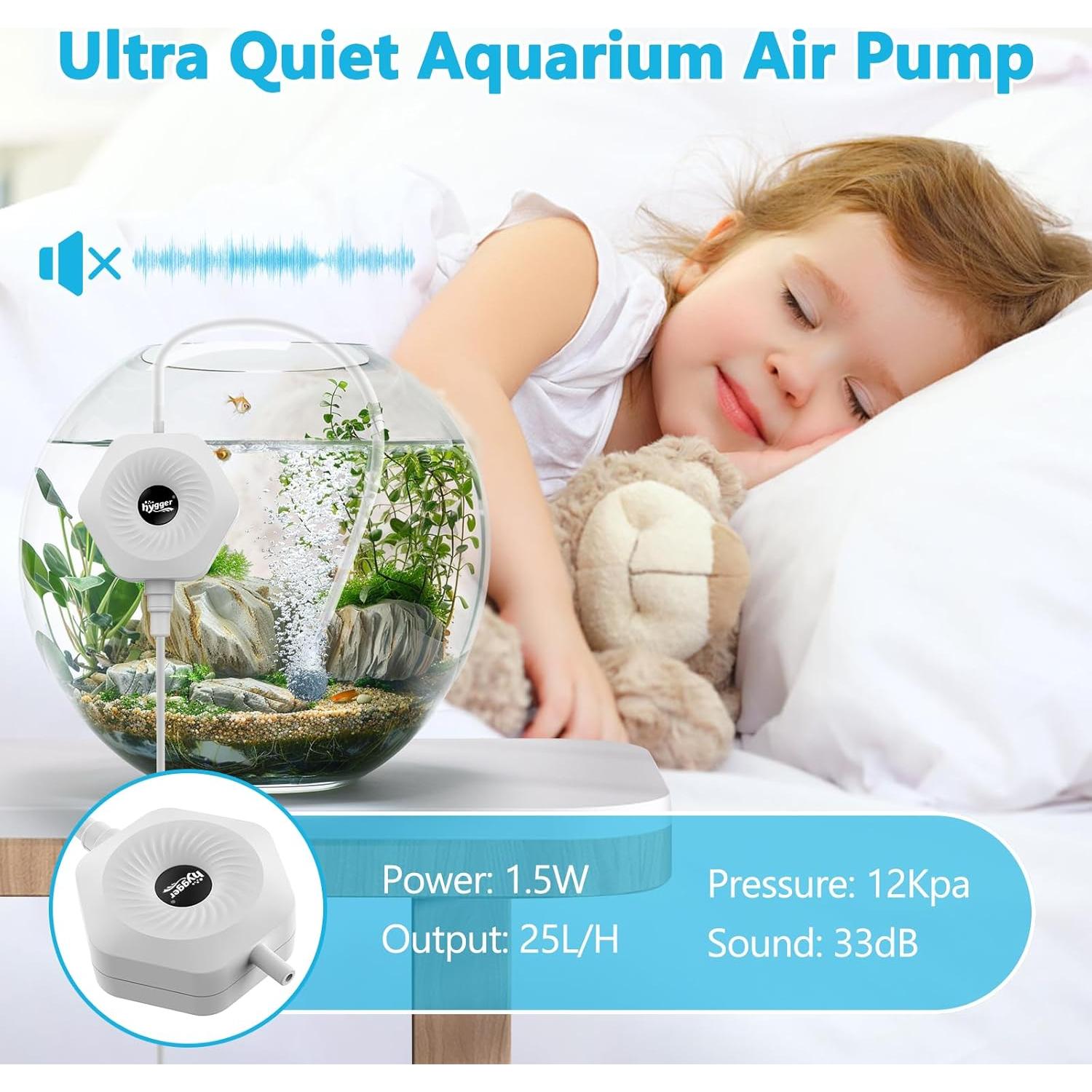 Bomba de Aire Mini Hygger 1.5W para Acuario 1.9-56.8L