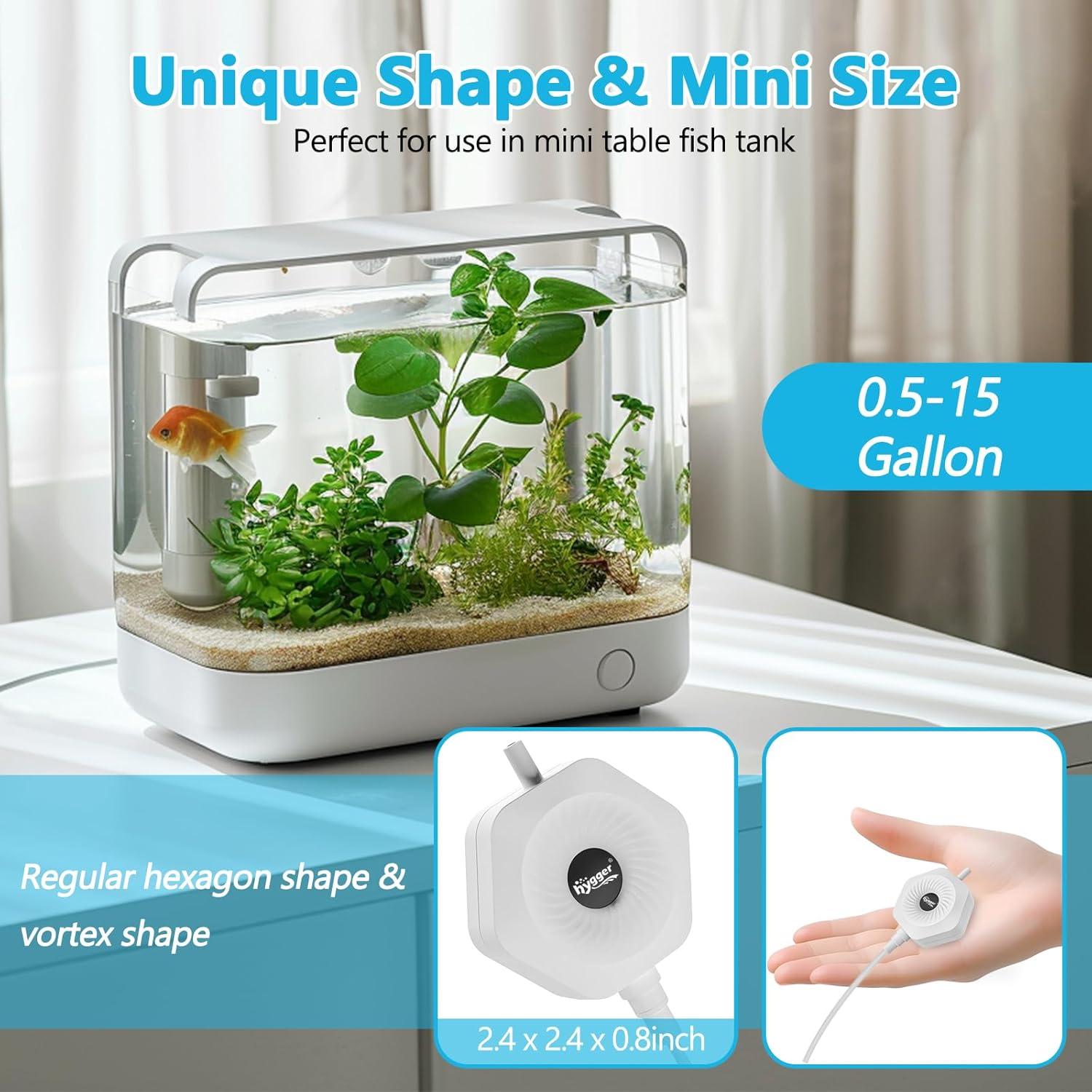 Bomba de Aire Mini Hygger 1.5W para Acuario 1.9-56.8L
