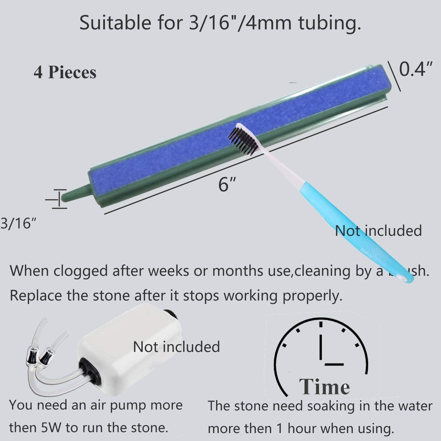 Piedra de Burbujas Air Stone Bar JZMYXA 15.24 cm - 4 Piezas
