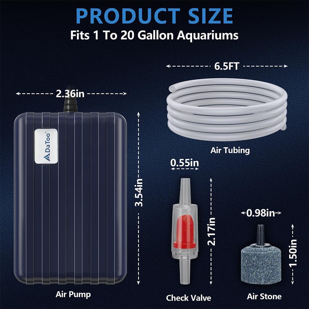 Bomba de Aire DaToo 3W para Acuario 75.71L Silenciosa