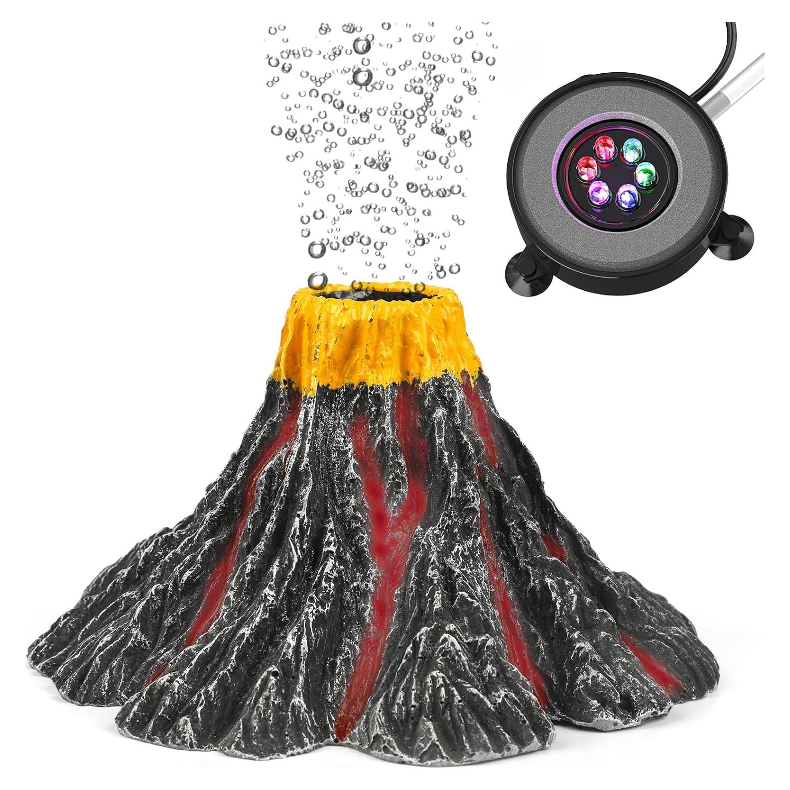 Adorno Volcán Acuario Uniclife con Luz LED y Burbujeador