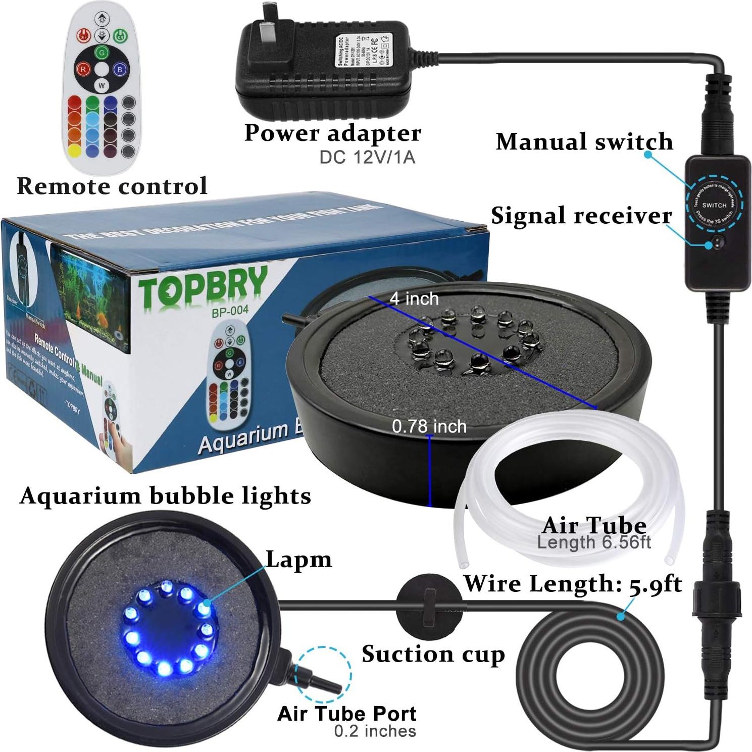 Luces LED RGBW para Acuario TOPBRY, 11 Colores, Control Remoto