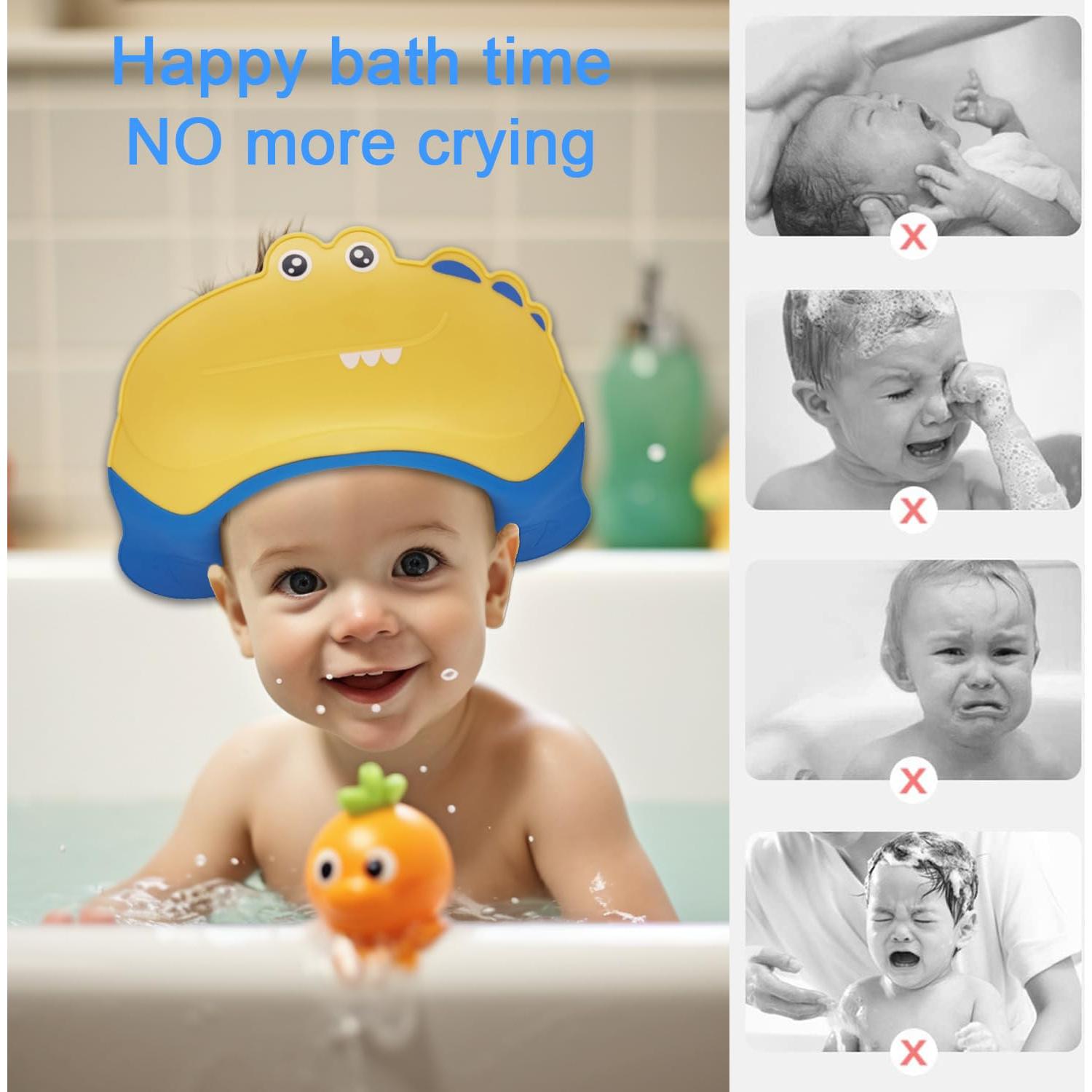 Gorro de Ducha para Bebé Cocodrilo Amarillo - Ajustable 0-9 Años