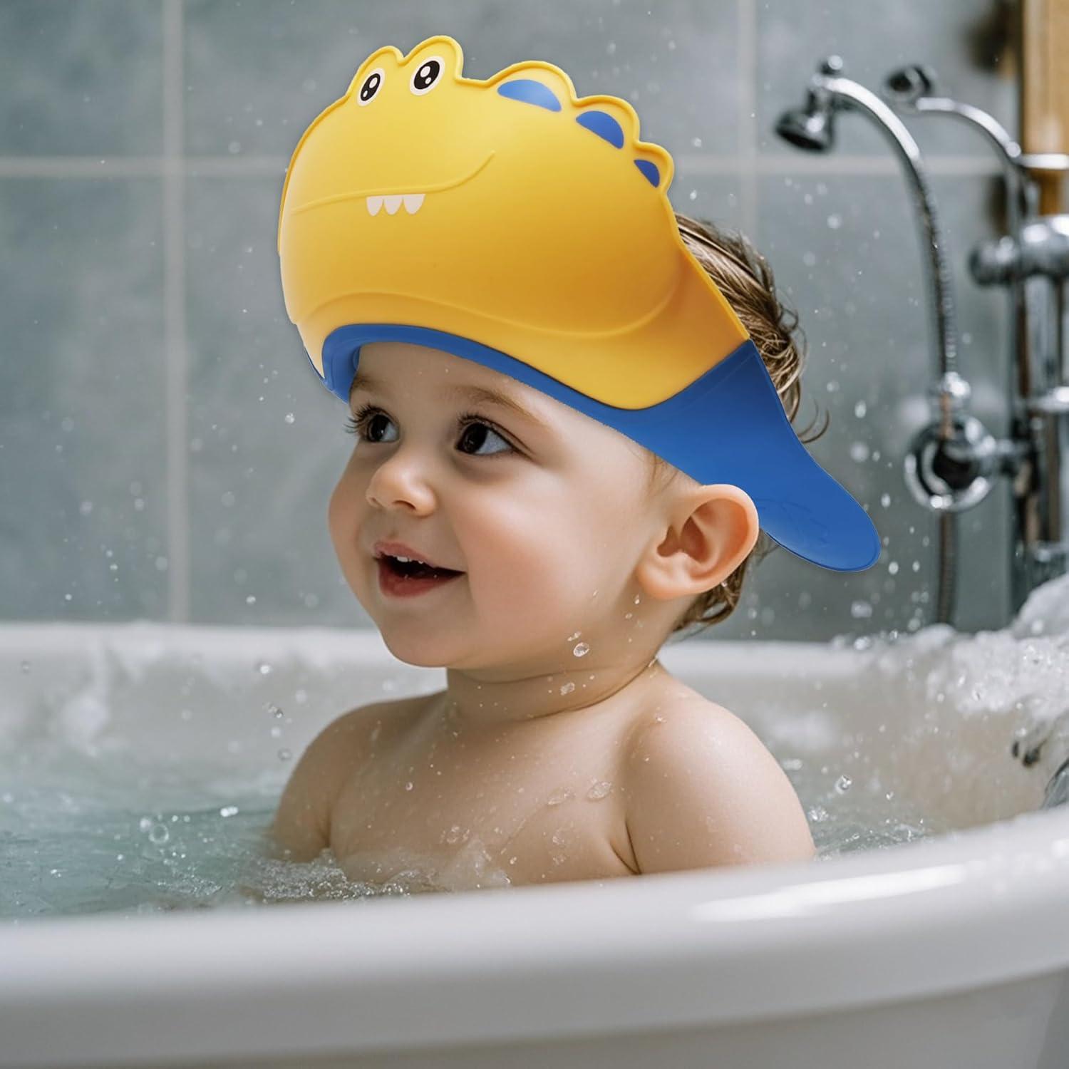 Gorro de Ducha para Bebé Cocodrilo Amarillo - Ajustable 0-9 Años