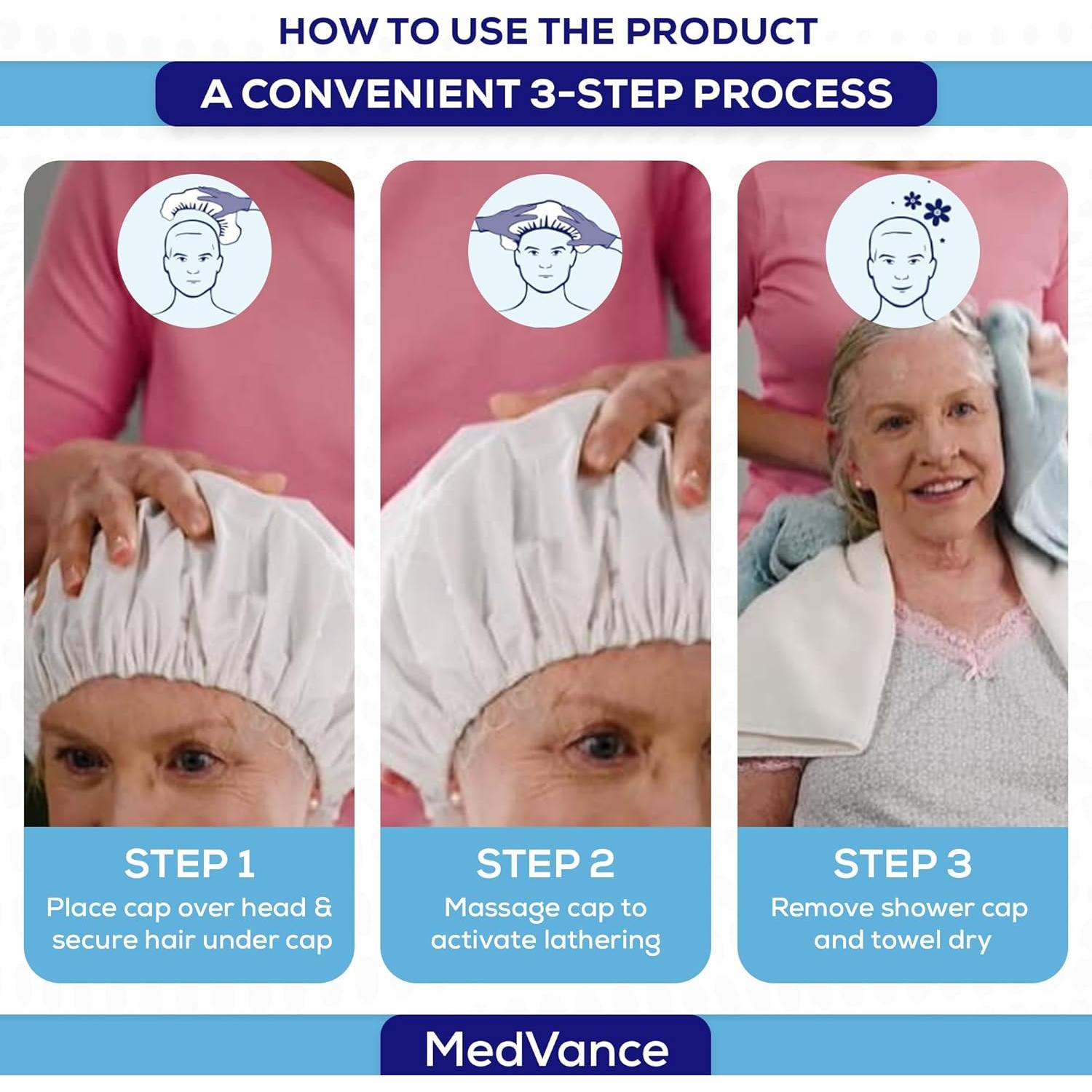 Gorro de Champú Sin Enjuague MedVance - Paquete de 3 Unidades