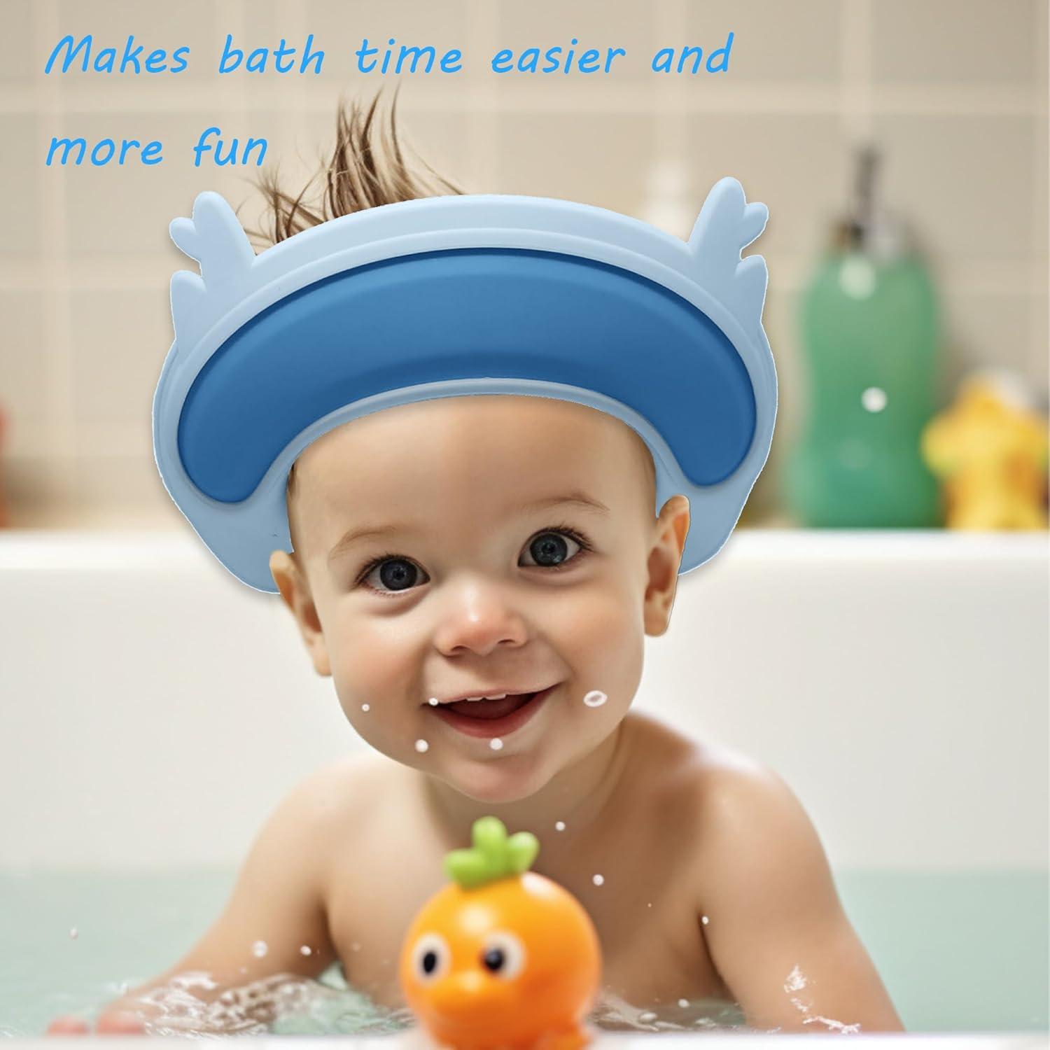 Gorro de ducha para bebés Thcbme ciervo azul ajustable 0-9 años