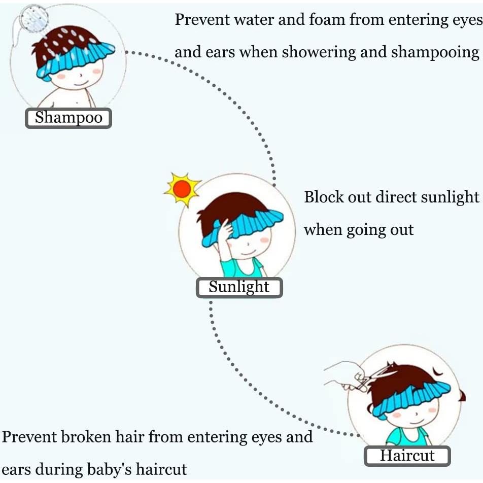 Gorro de Ducha Ajustable para Bebés y Niños - 3 Piezas