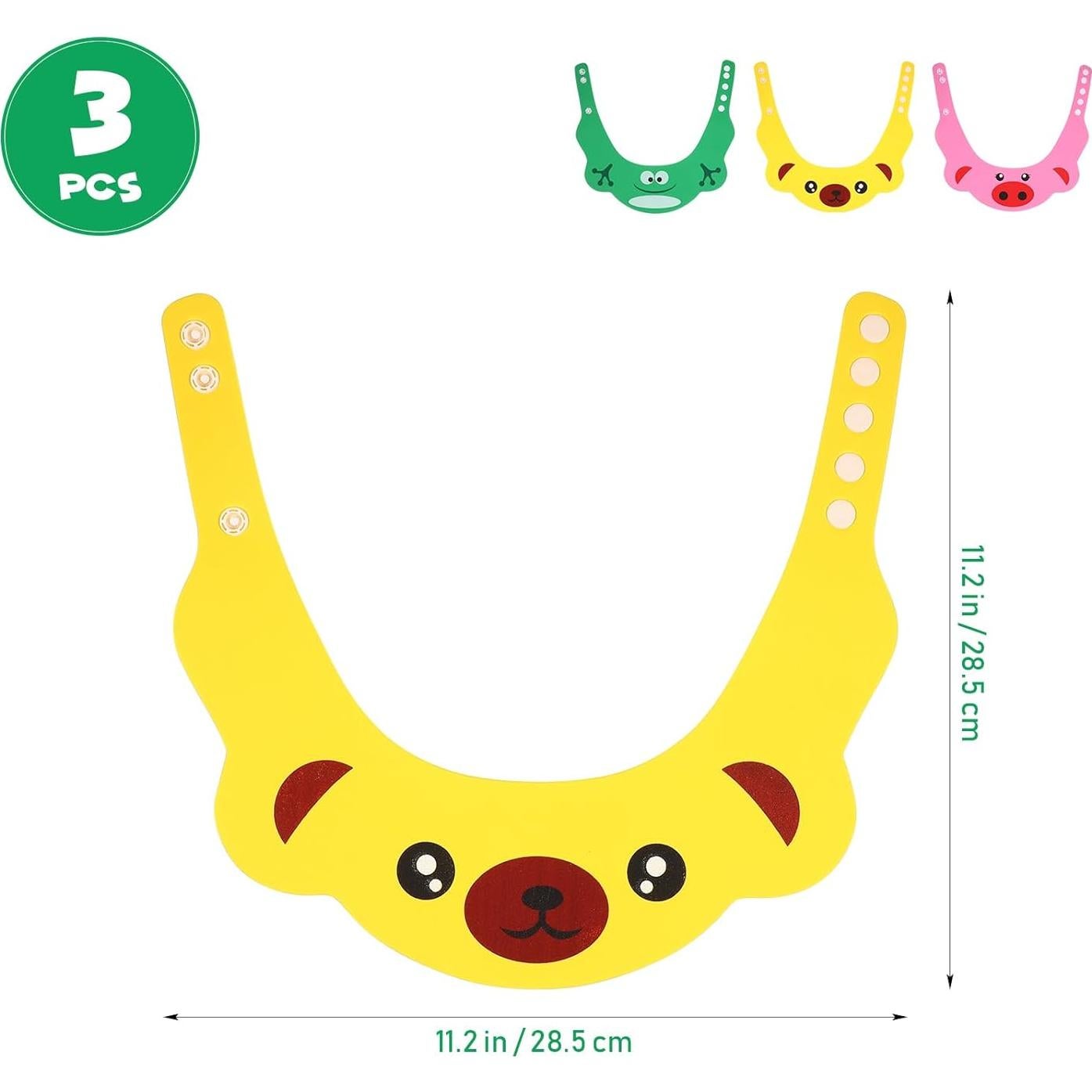 3 Piezas Gorro de Ducha Ajustable para Bebés EVA Animales