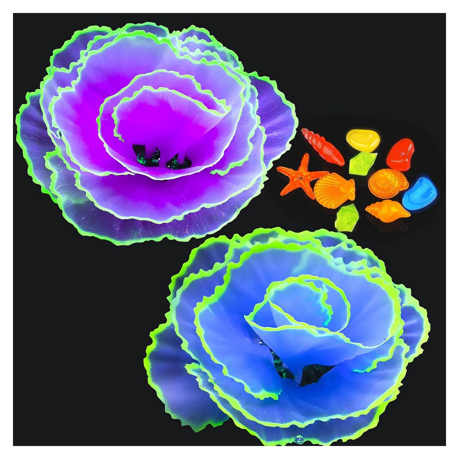 Decoración de Acuario Livfodrm Coral Brillante 2pcs + 10 Conchas