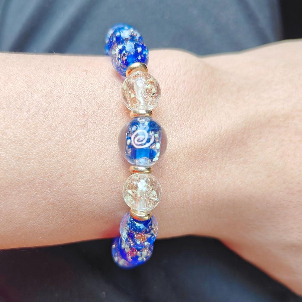 Pulsera Luminosa Hecha a Mano Mos Kevin - Azul Elástica 2.22 cm