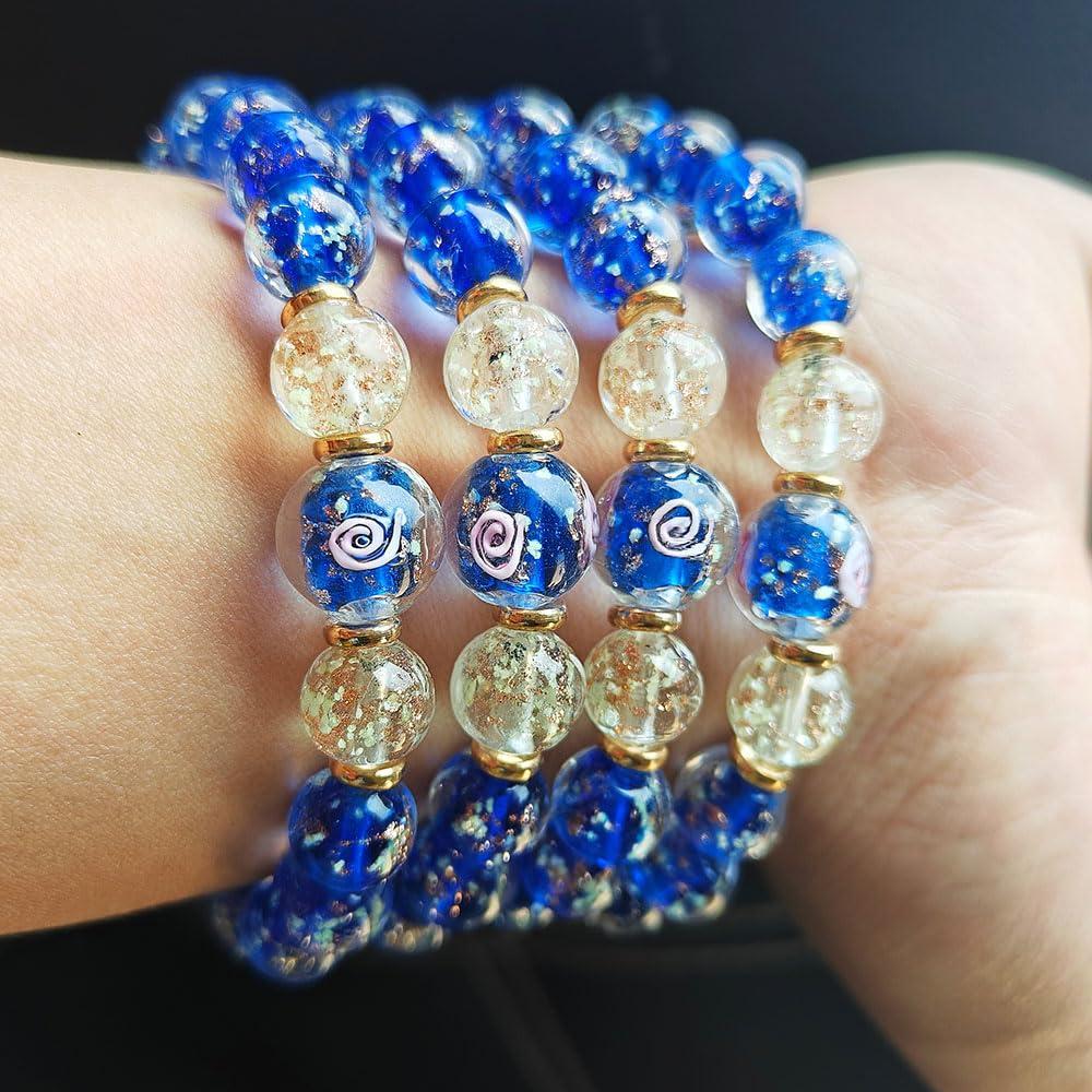 Pulsera Luminosa Hecha a Mano Mos Kevin - Azul Elástica 2.22 cm