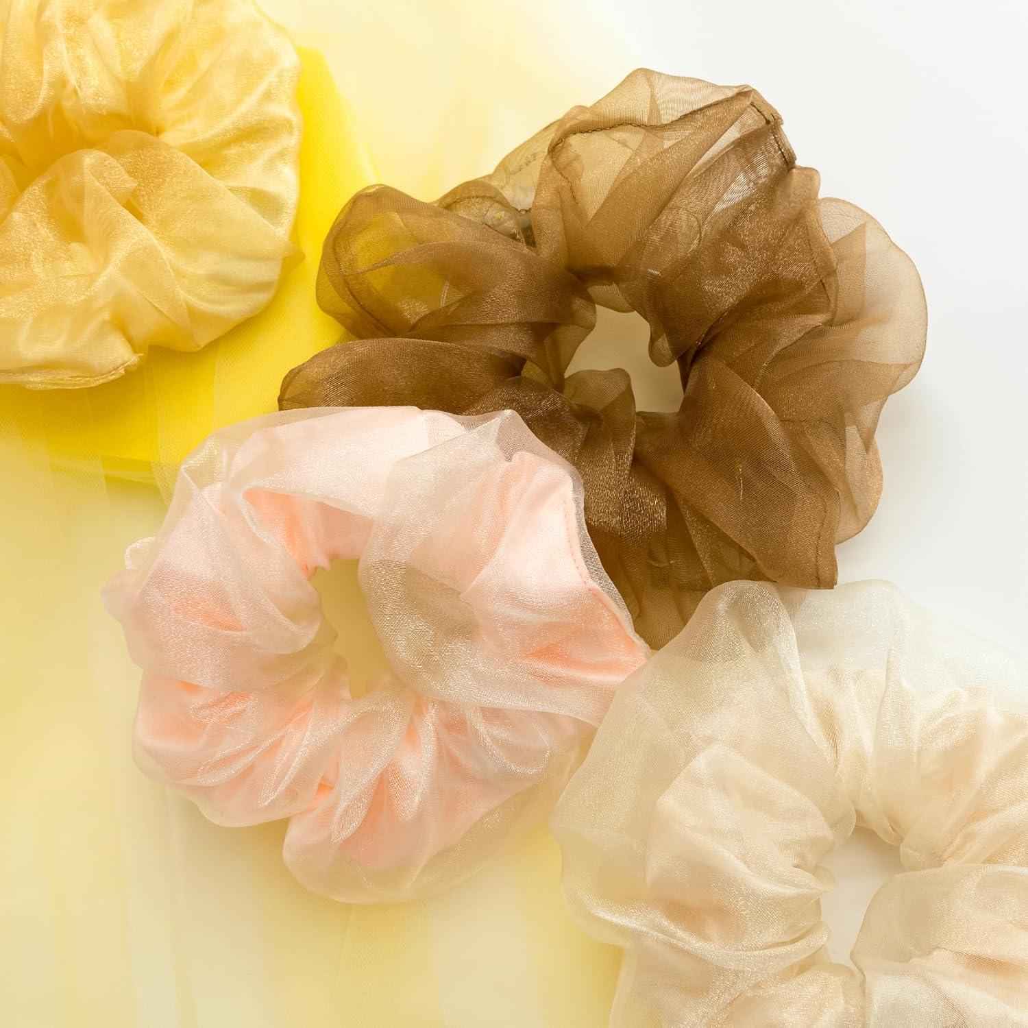 Scrunchies LED Brillantes Aosimin - Set de 4 Coletas Neón