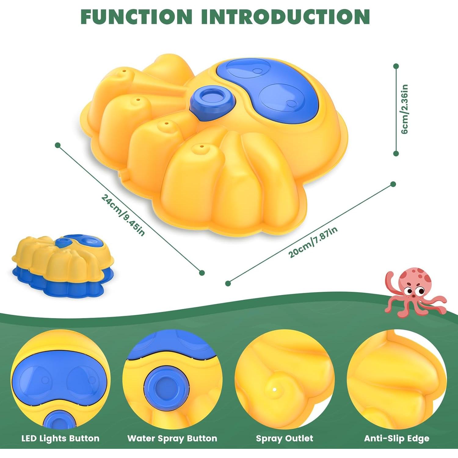 Aspersor de Agua 2-en-1 Uarzt Pulpo LED Antideslizante